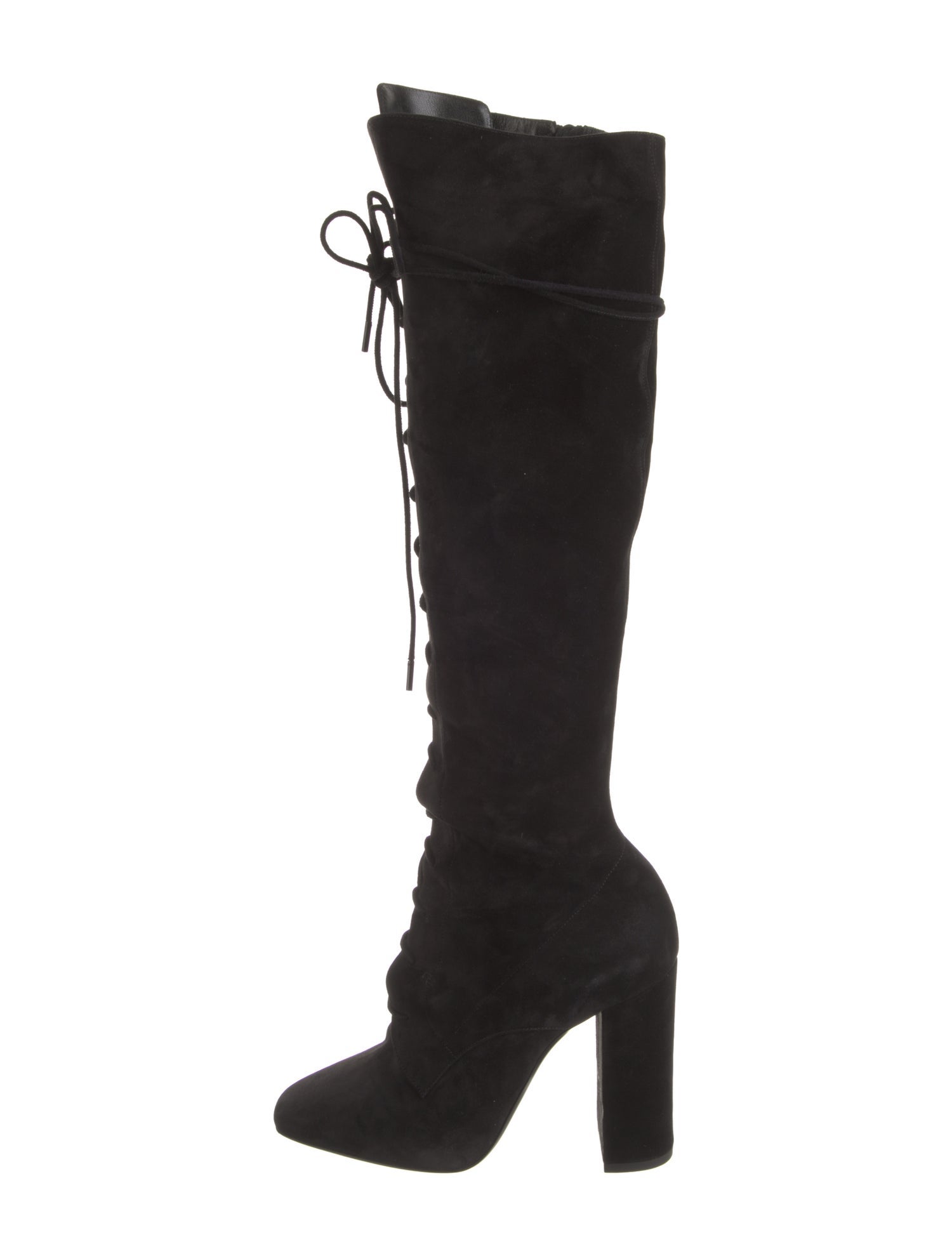 Saint Laurent Suede Tassel Accents Lace-Up Boots