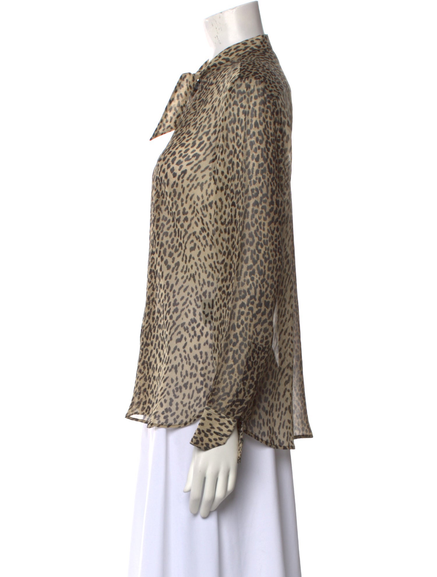 Saint Laurent 2013 Leopard Print Long Sleeve Blouse