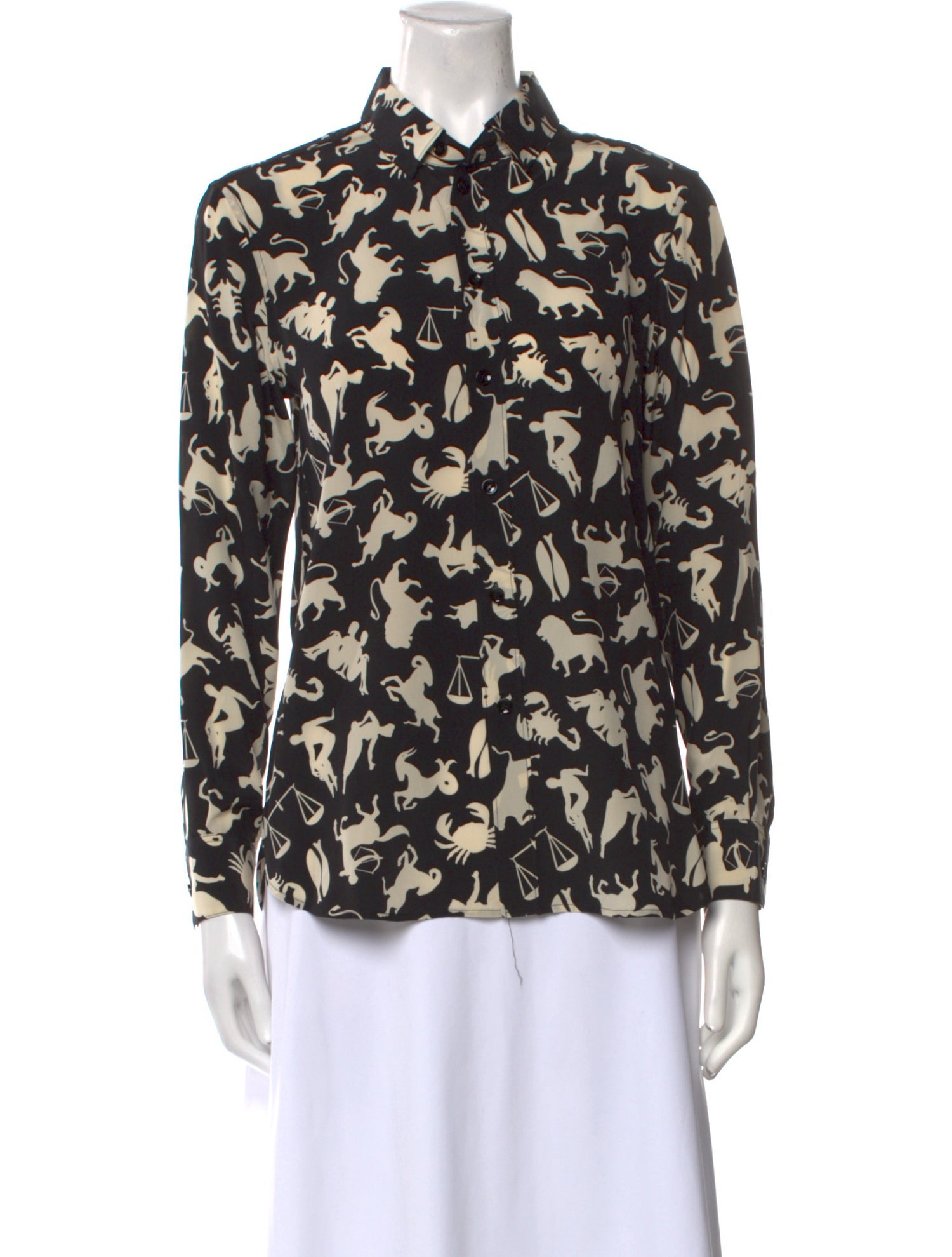 Saint Laurent Silk Printed Button-Up Top