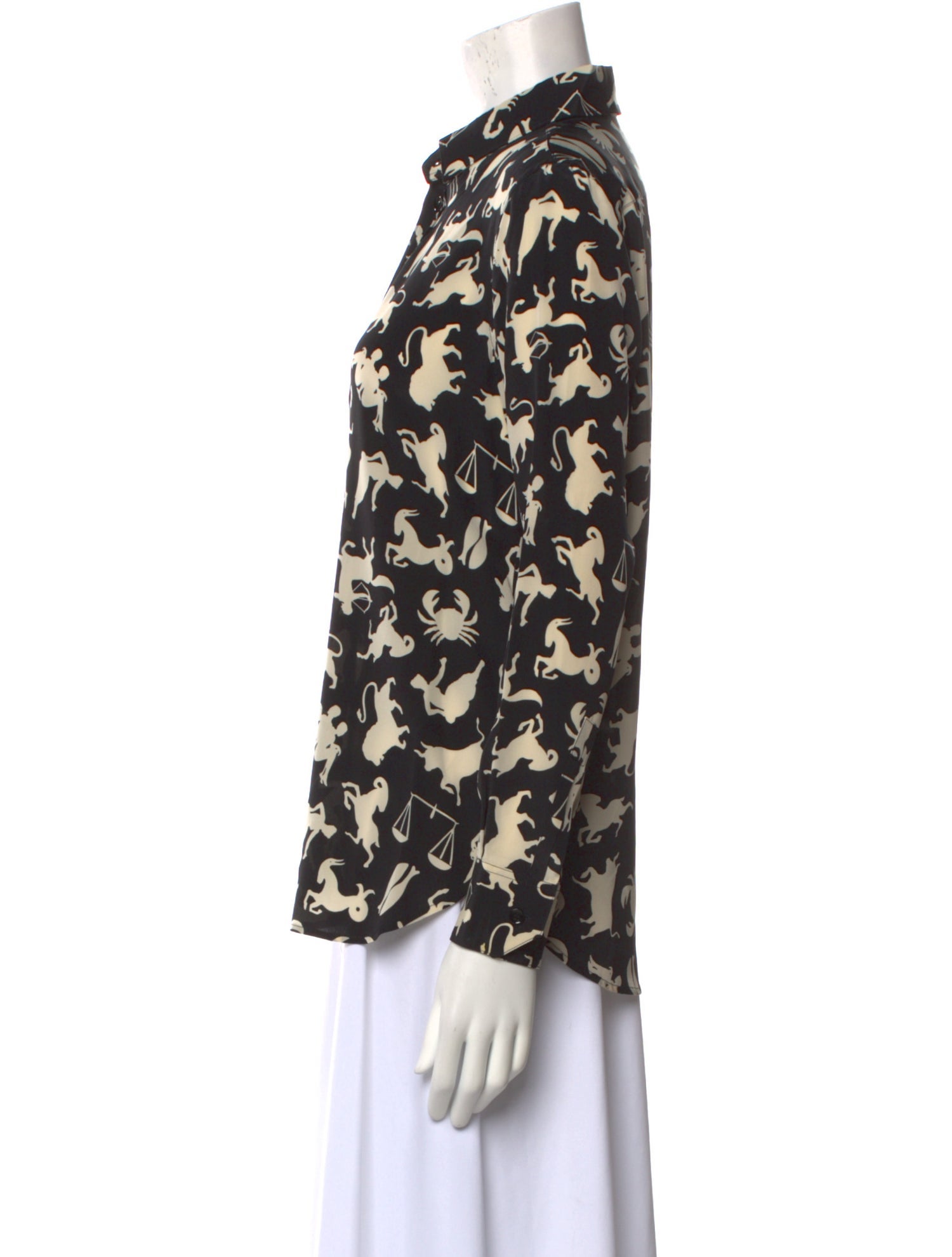 Saint Laurent Silk Printed Button-Up Top