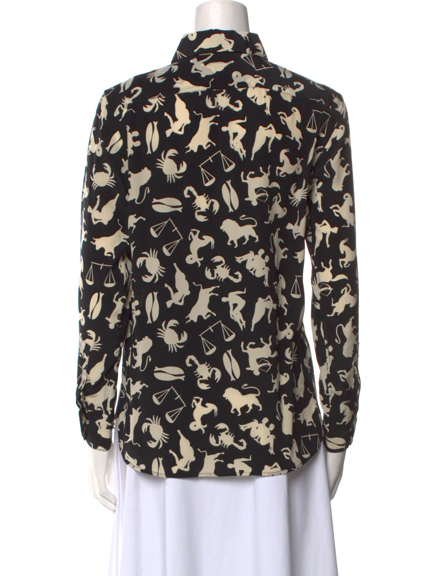 Silk Printed Button-Up Top