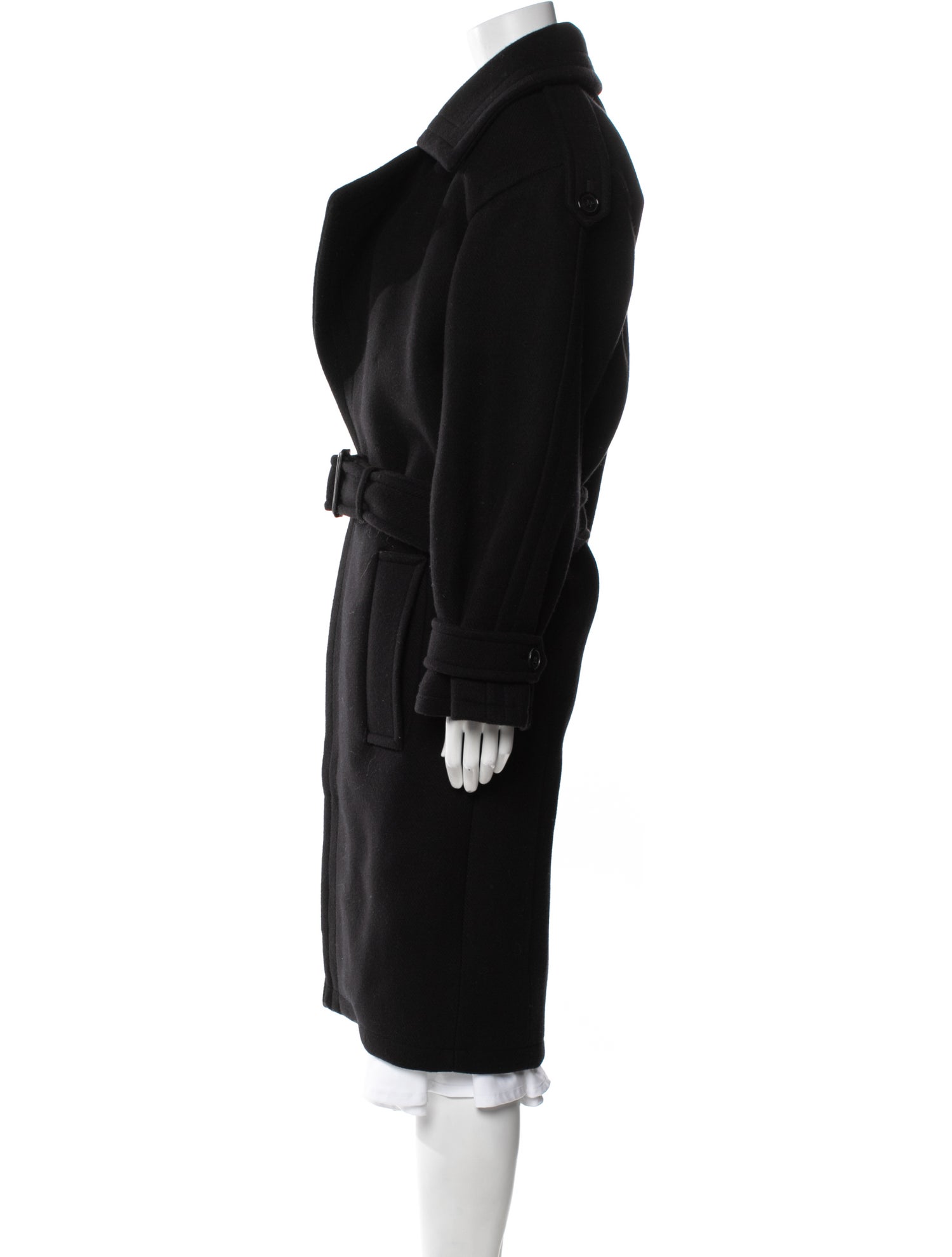 Saint Laurent Cashmere Faux Fur Coat