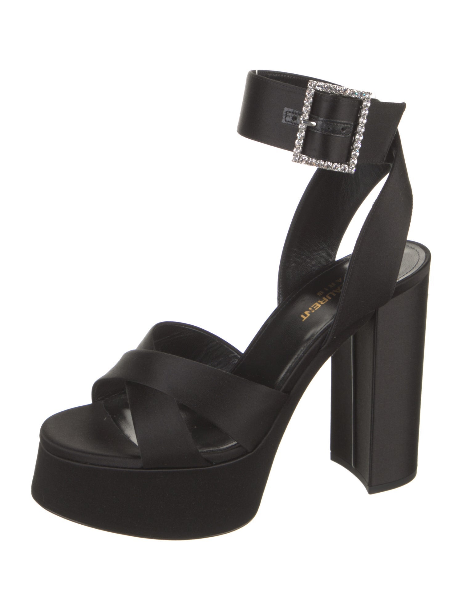 Saint Laurent Satin Crystal Embellishments Sandals