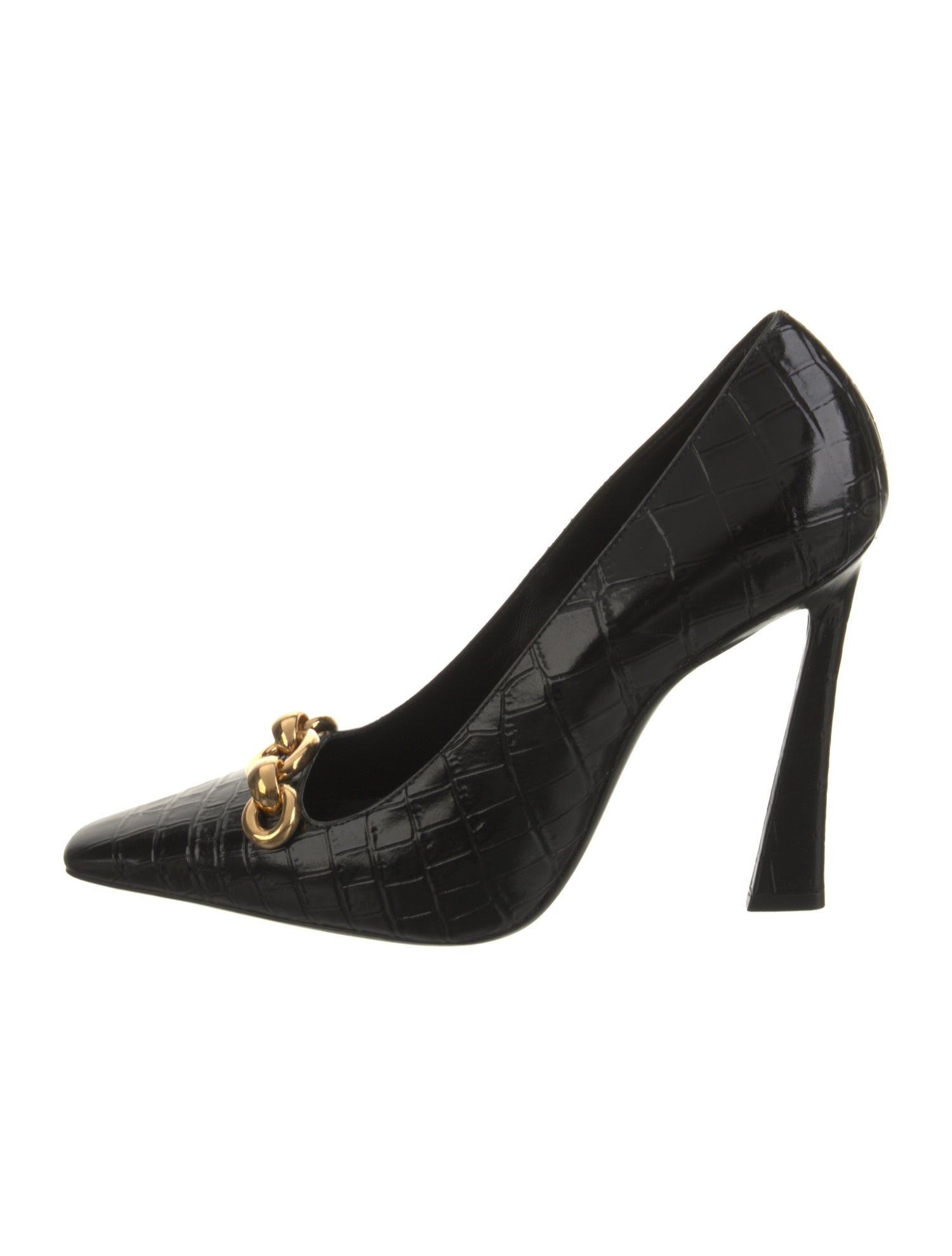 Saint Laurent Leather Chain-Link Accents Pumps