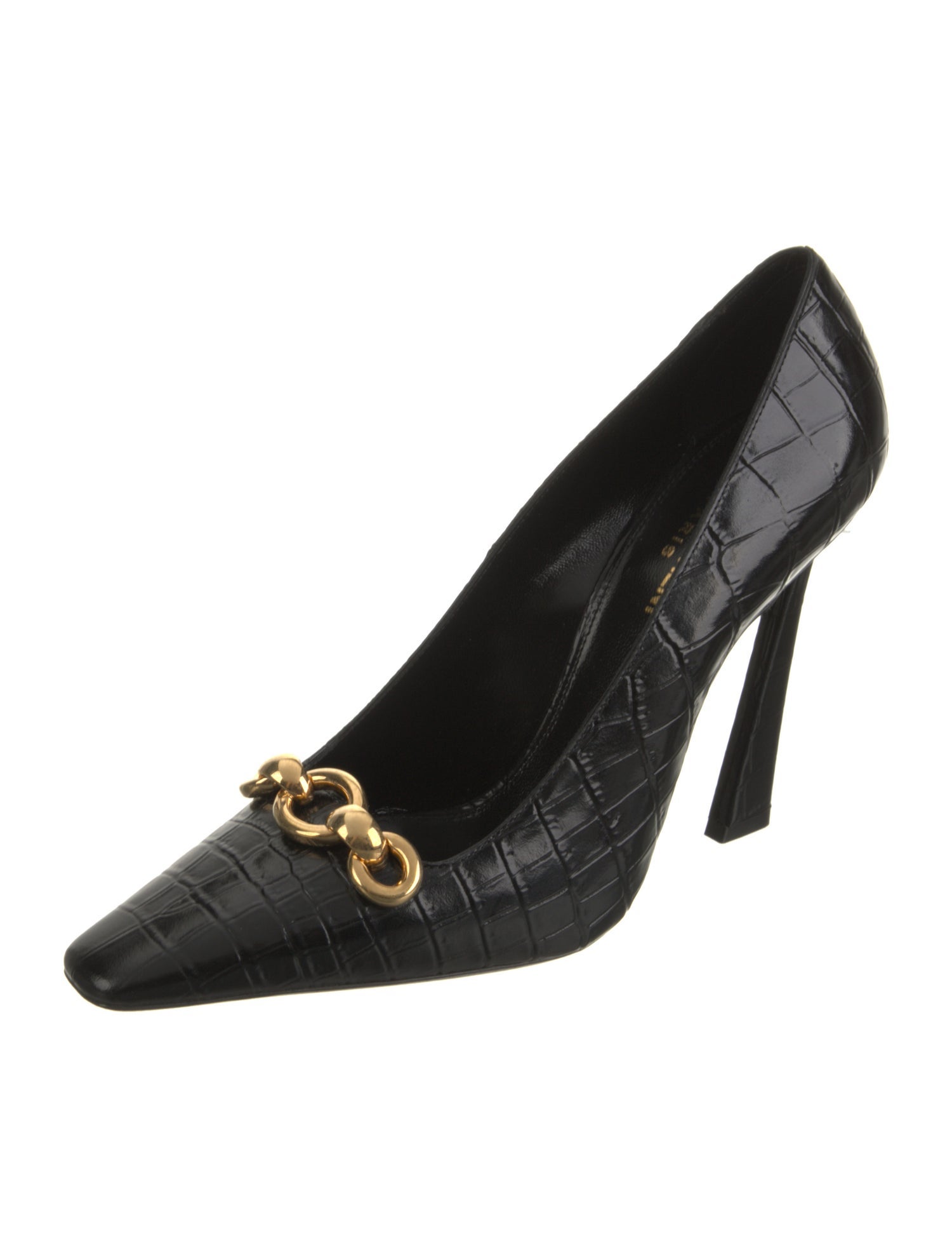 Saint Laurent Leather Chain-Link Accents Pumps