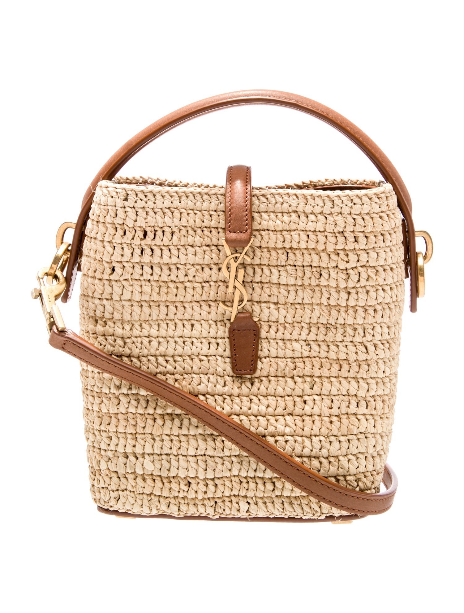 Saint Laurent Raffia Bucket Bag Mini 2025