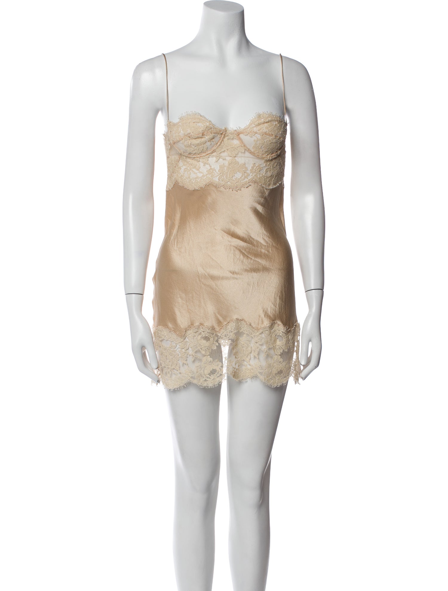 Saint Laurent Lace Trim Embellishment Nightgown