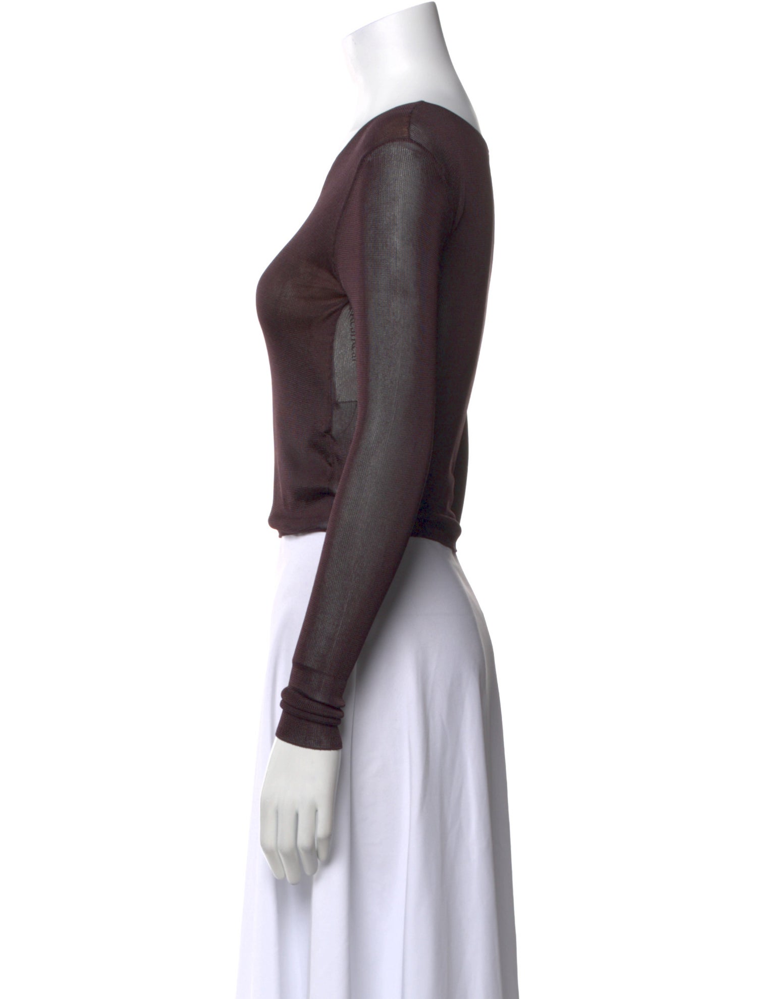 Saint Laurent Scoop Neck Long Sleeve Crop Top