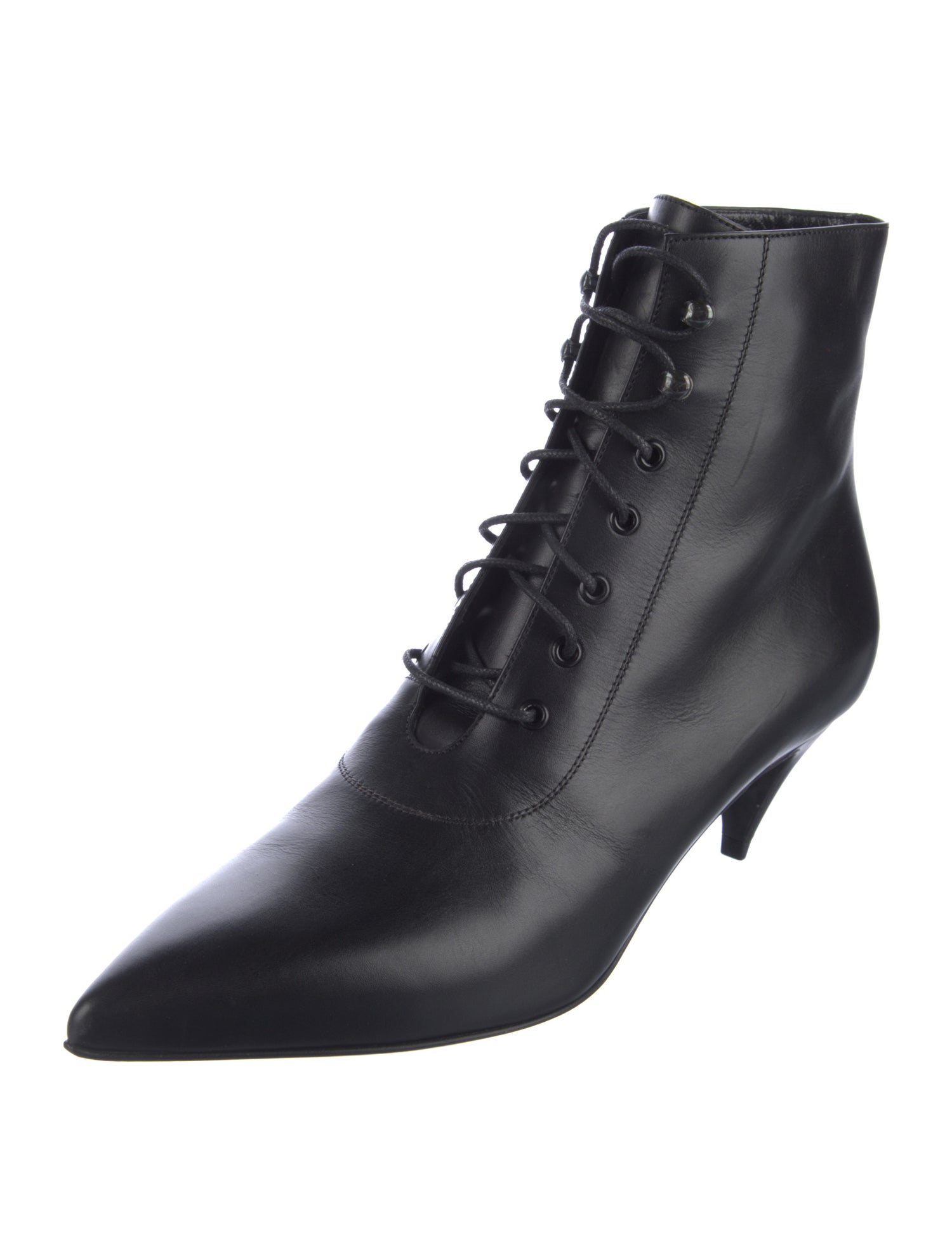 Saint Laurent Leather Lace-Up Boots