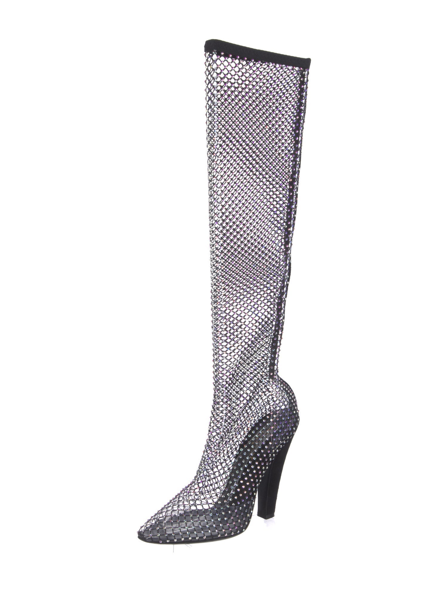 Saint Laurent Mesh Crystal Embellishments Sock Boots