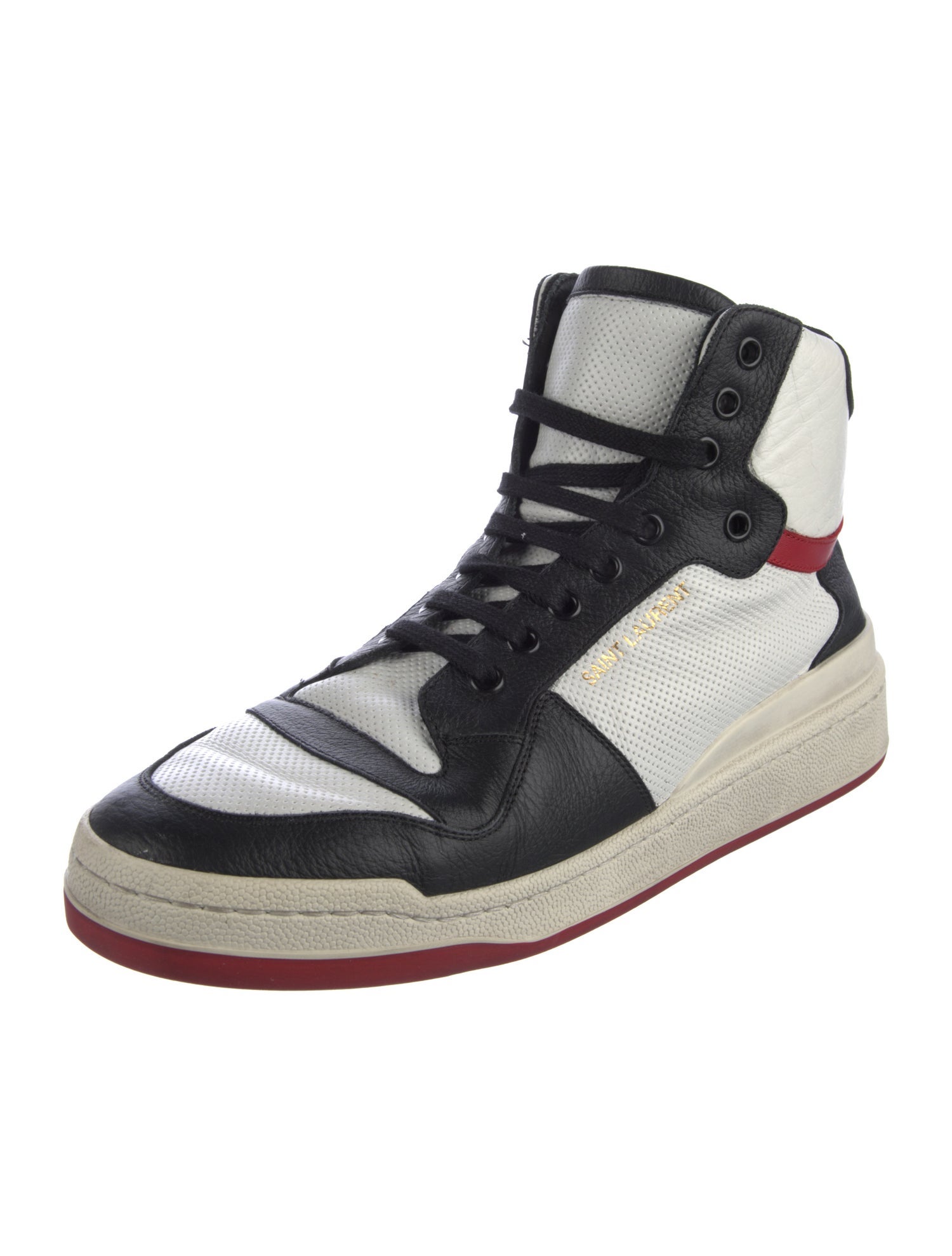 Saint Laurent Leather Colorblock Pattern Sneakers