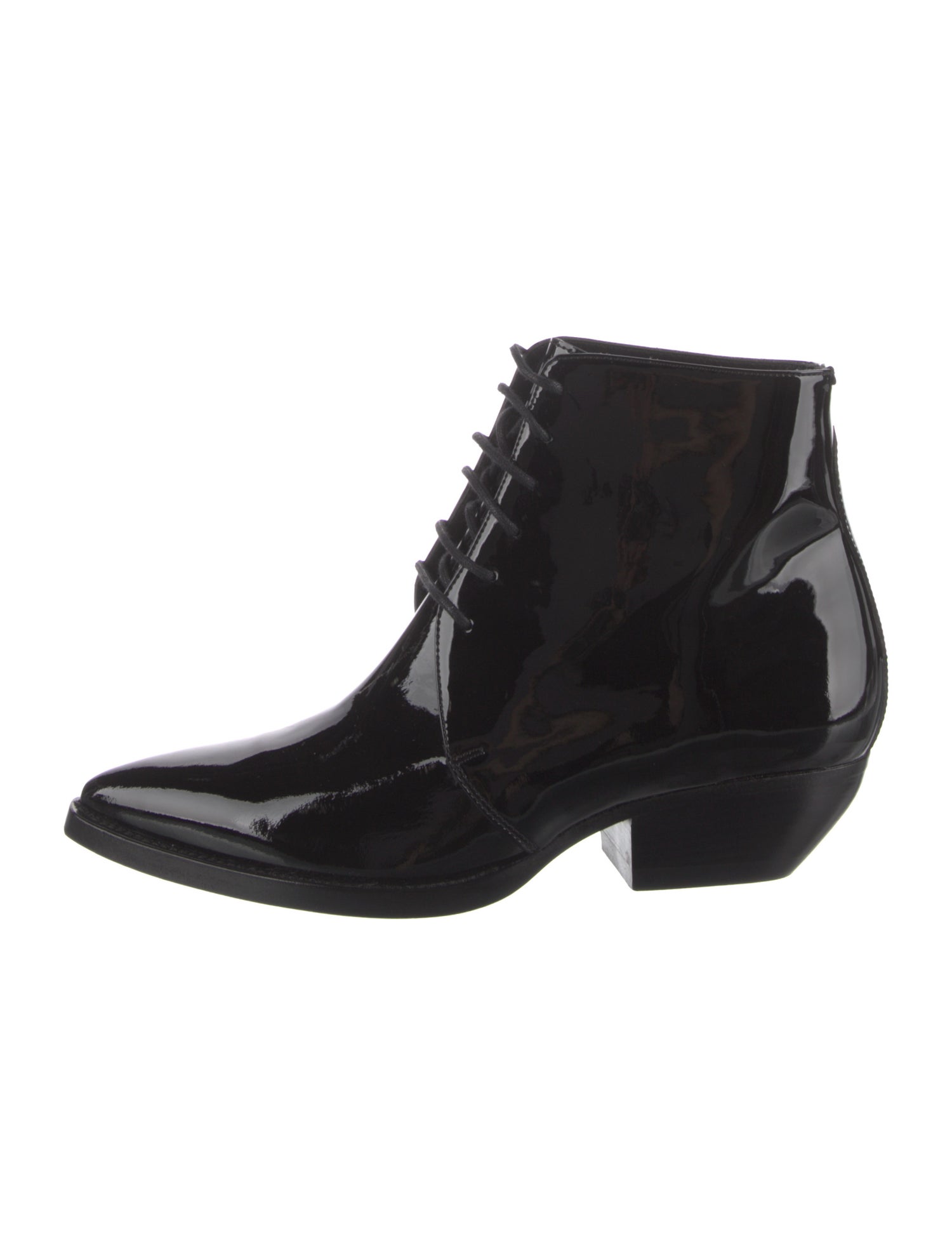 Saint Laurent Patent Leather Lace-Up Boots