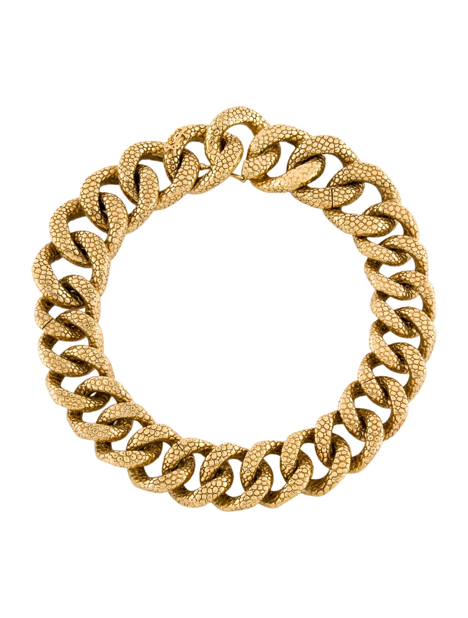 Saint Laurent Textured Curb Link Collar Necklace