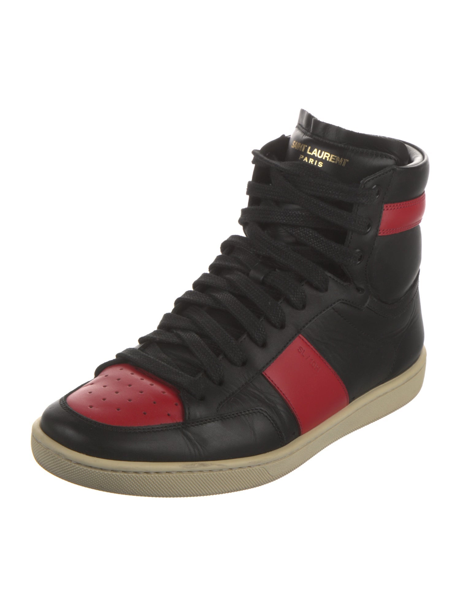 Saint Laurent Leather Colorblock Pattern Sneakers