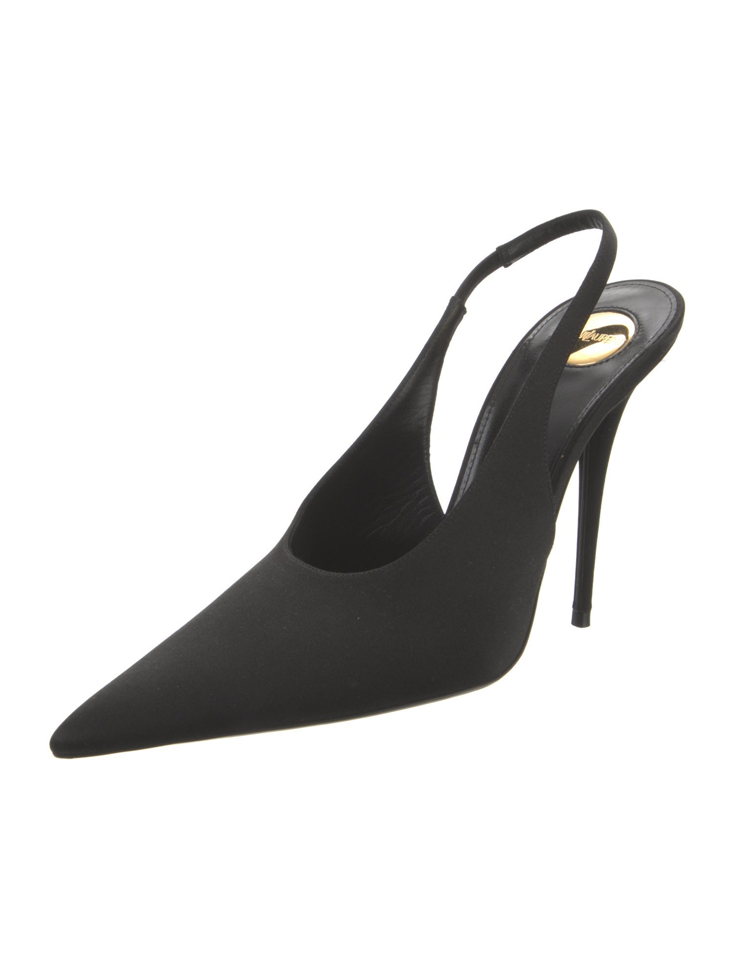 Saint Laurent Satin Crystal Embellishments Slingback Pumps
