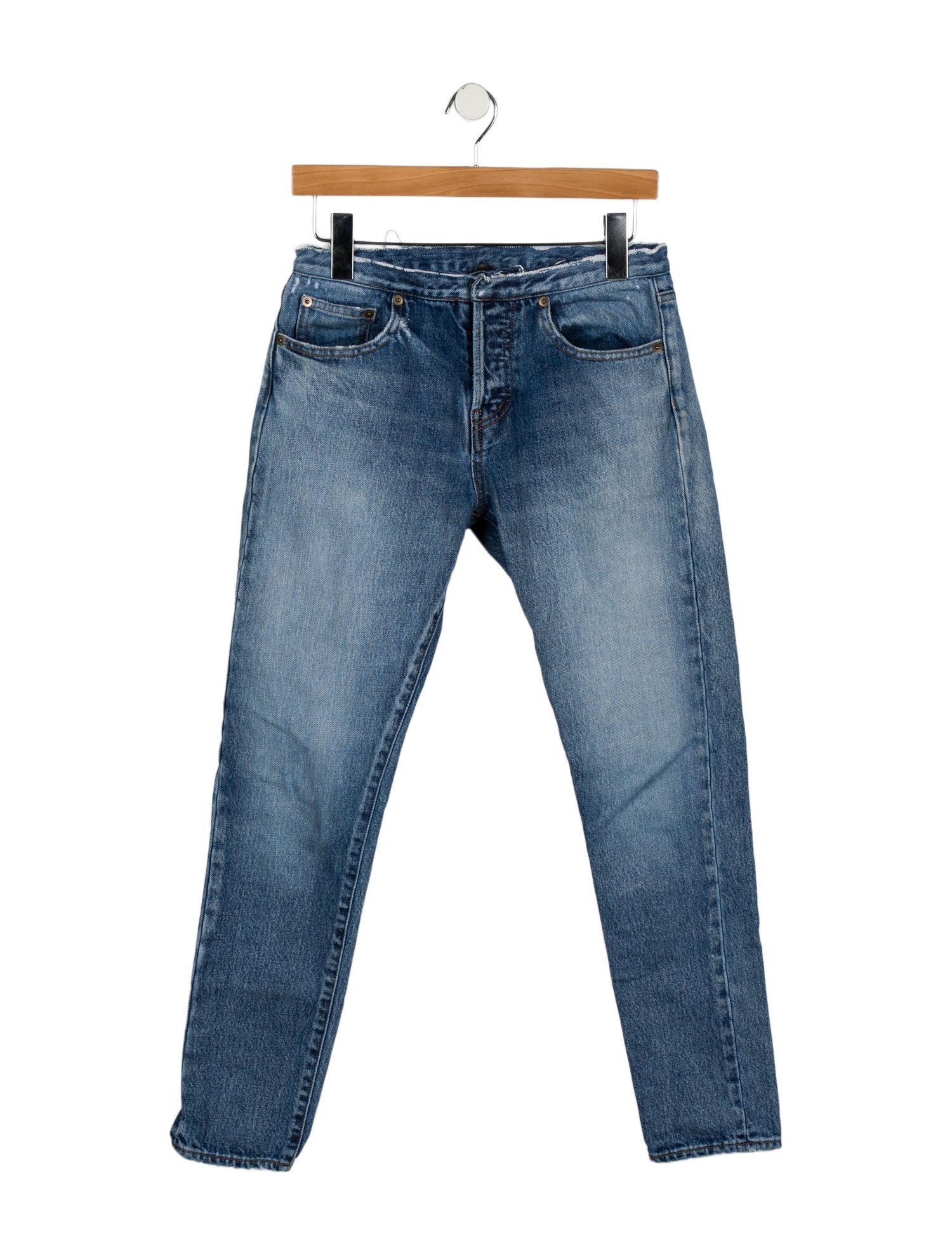 Saint Laurent Mid-Rise Straight Leg Jeans