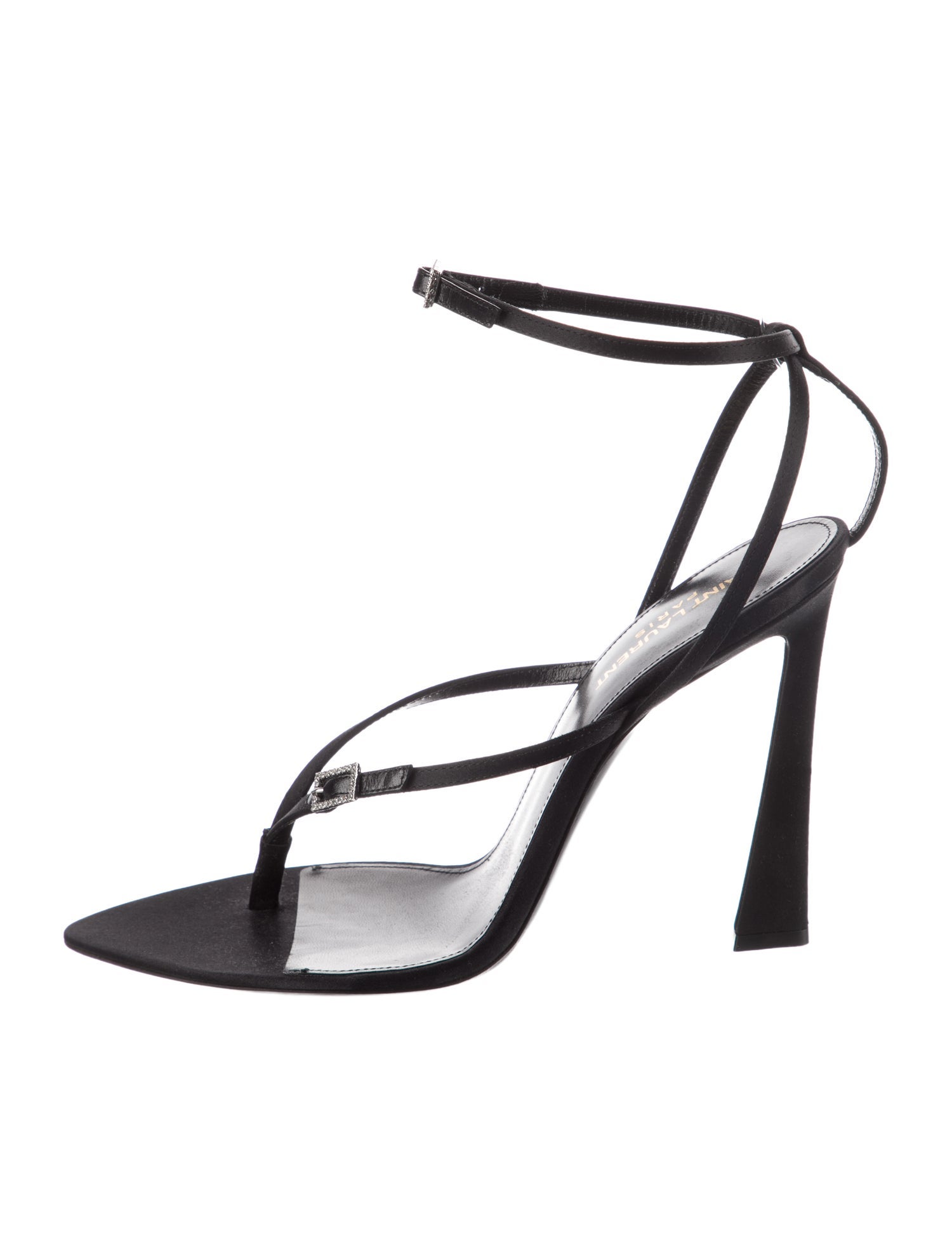 Saint Laurent Satin Crystal Embellishments Sandals