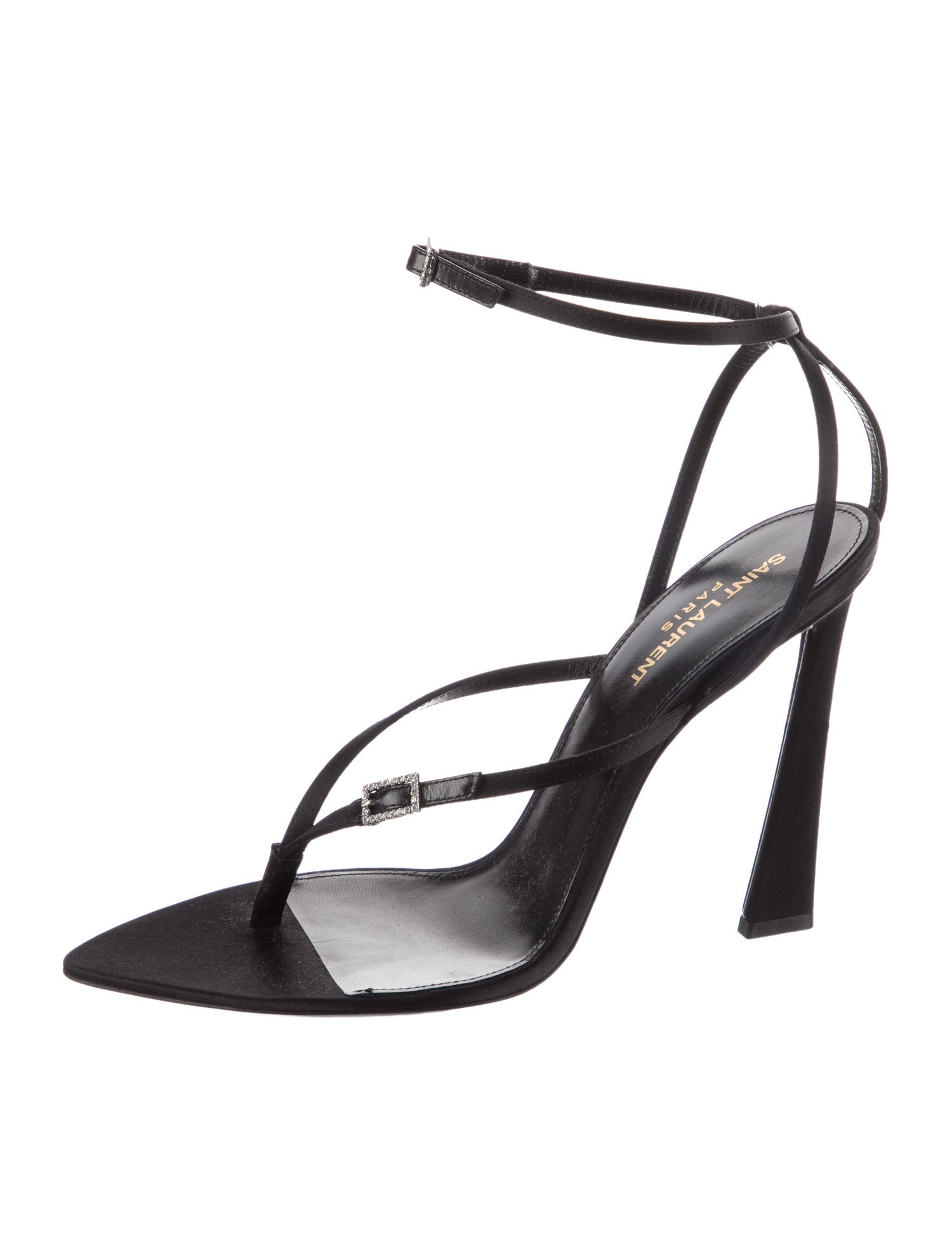 Saint Laurent Satin Crystal Embellishments Sandals