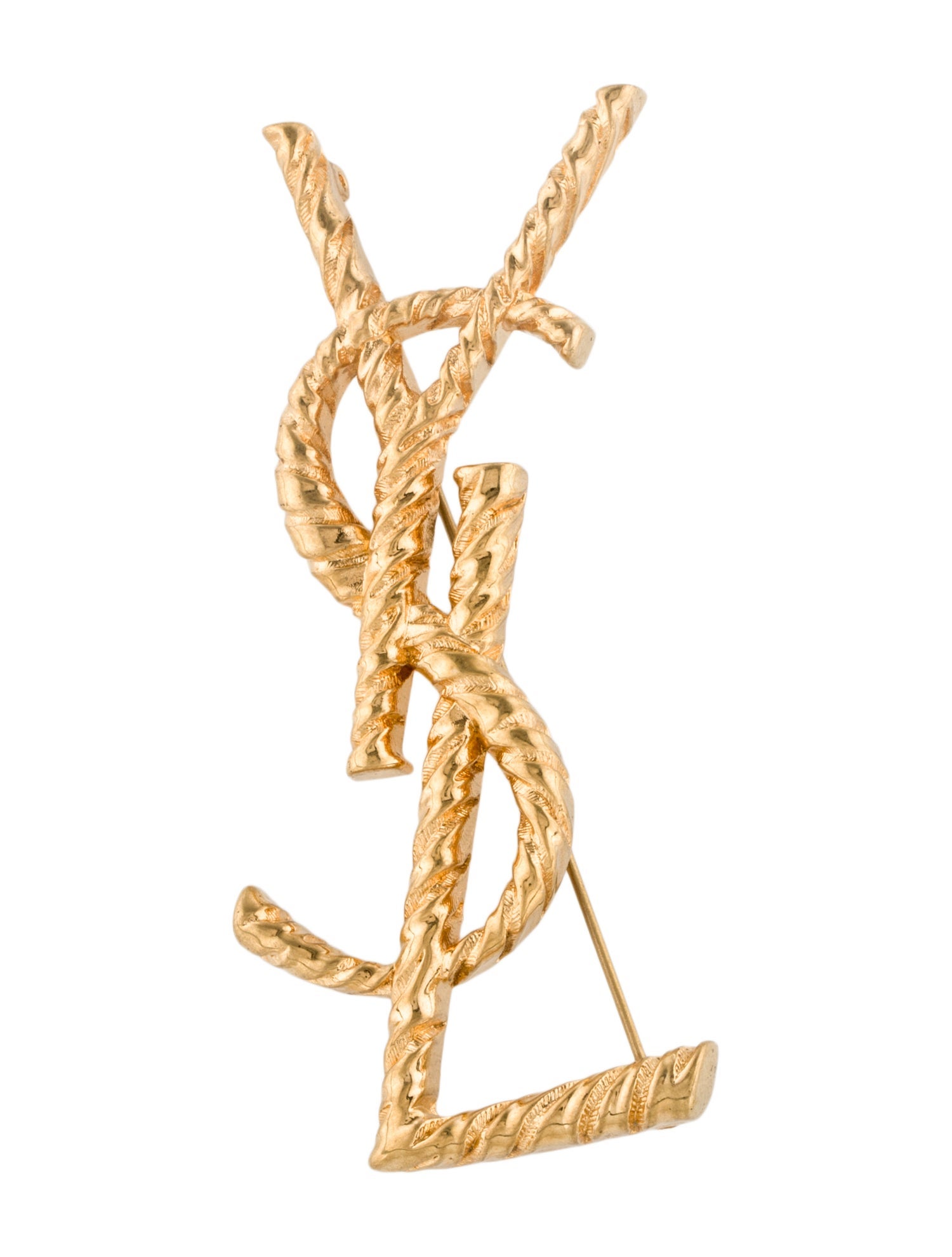 Saint Laurent Textured Logo Brooch