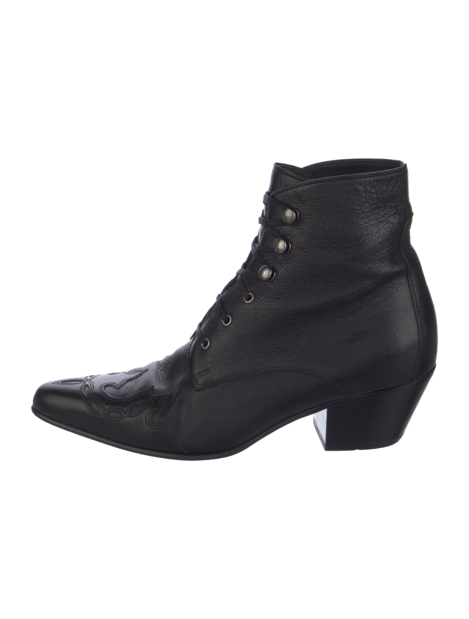 Saint Laurent Leather Lace-Up Boots
