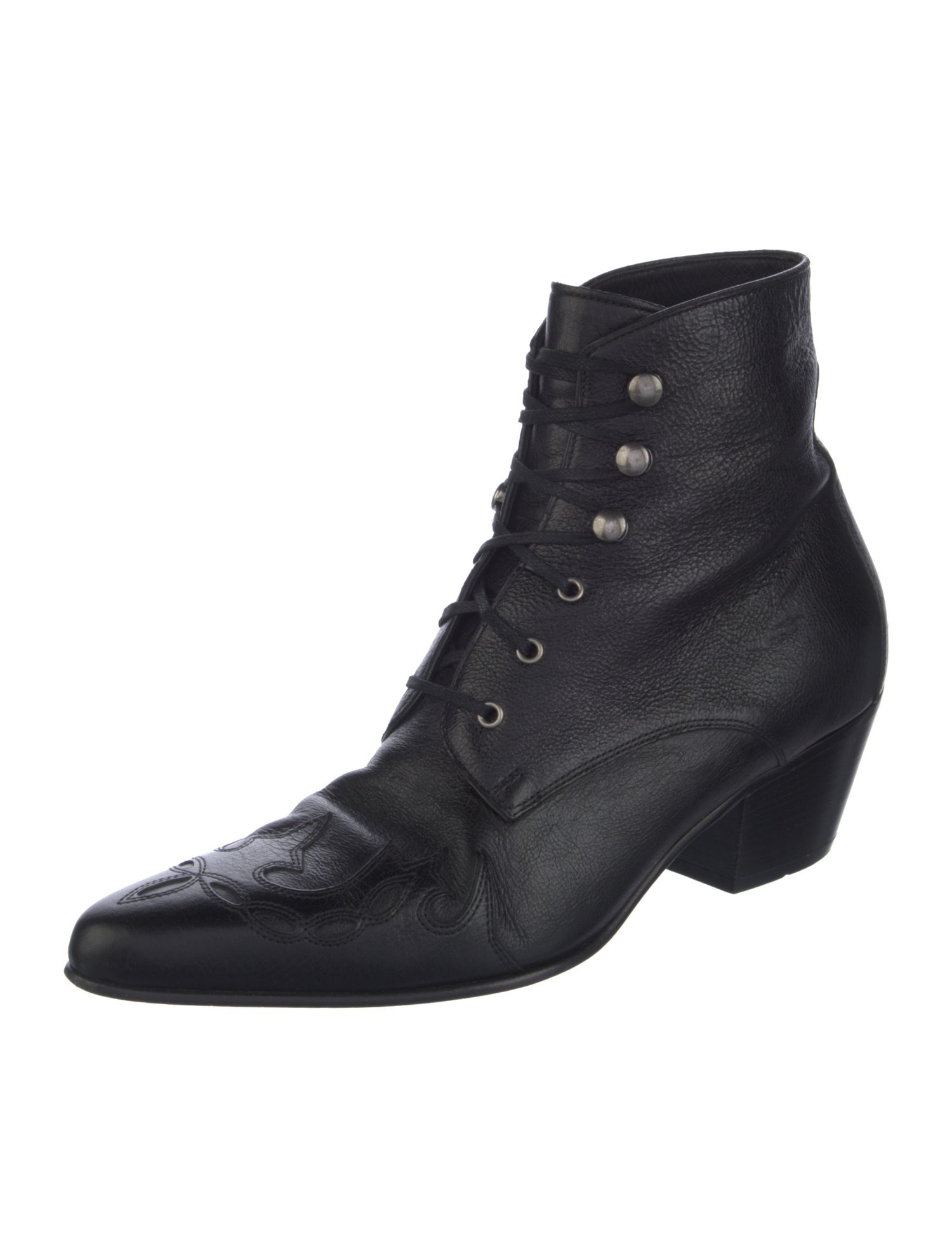 Saint Laurent Leather Lace-Up Boots