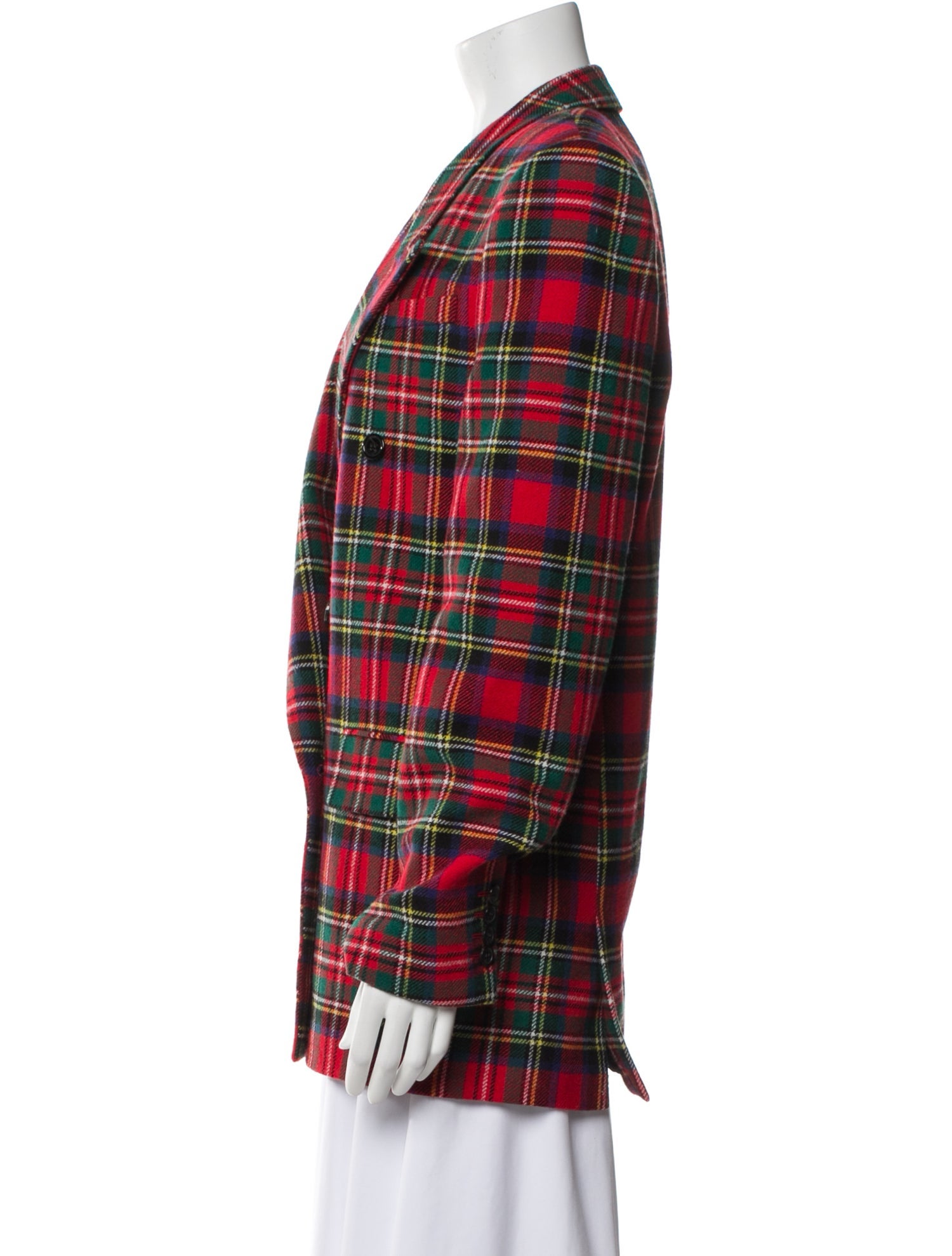Saint Laurent Wool Plaid Print Blazer