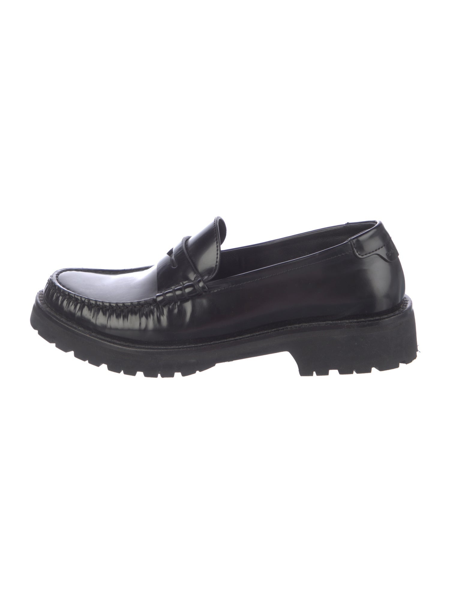 Saint Laurent Leather Whipstitch Trim Loafers