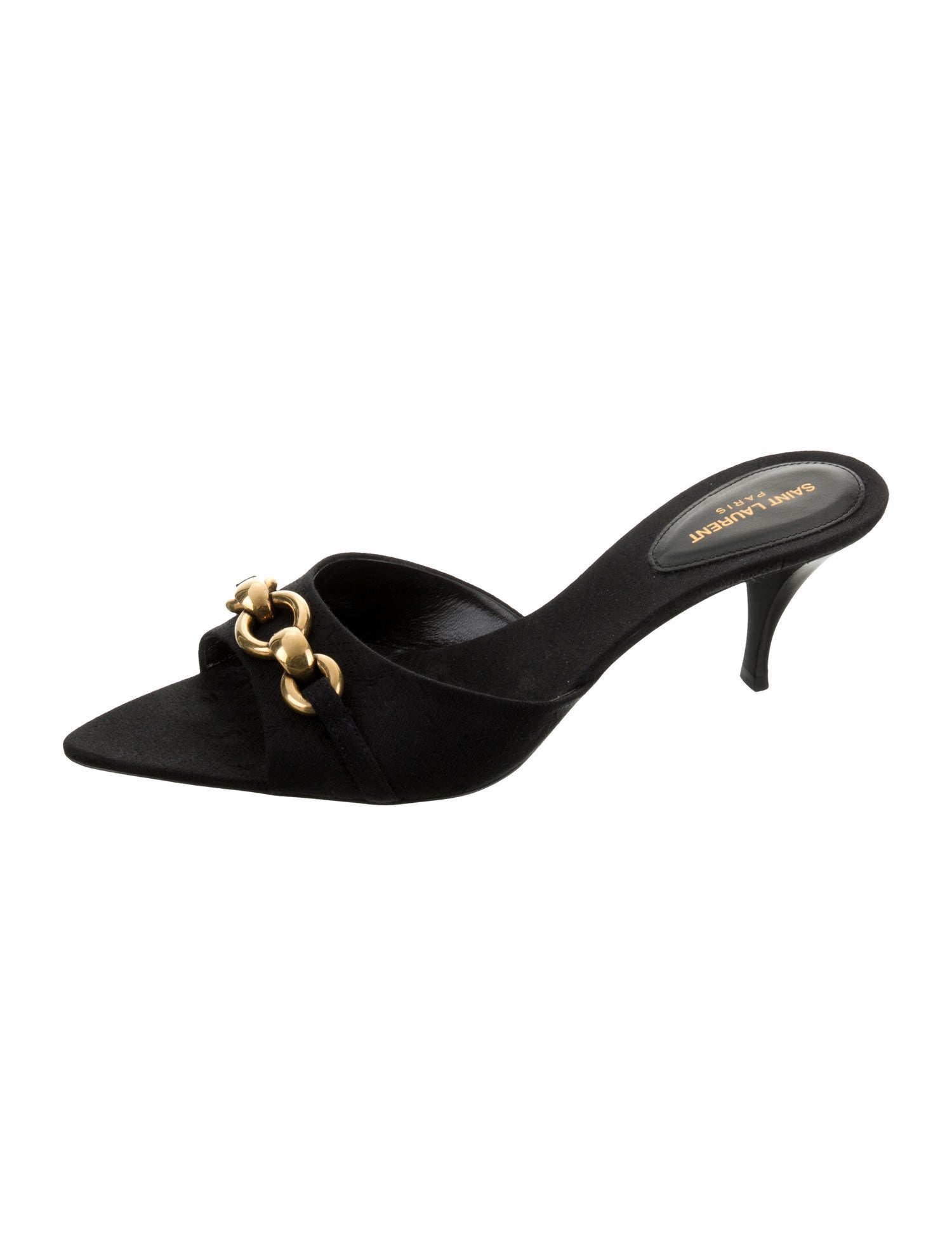 Saint Laurent Satin Chain-Link Accents Slides