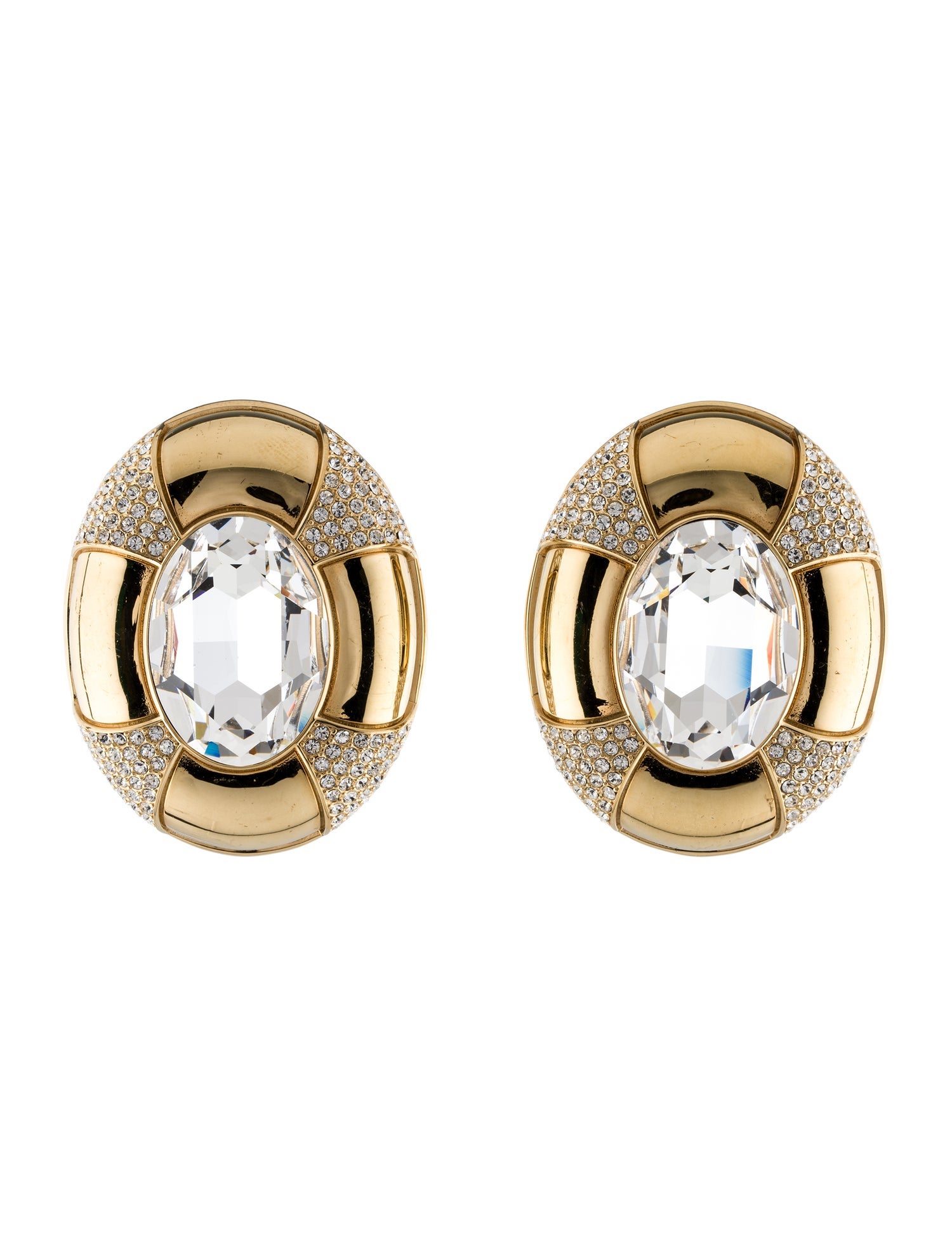 Saint Laurent Saharienne Crystal-Embellished Clip-On Earrings