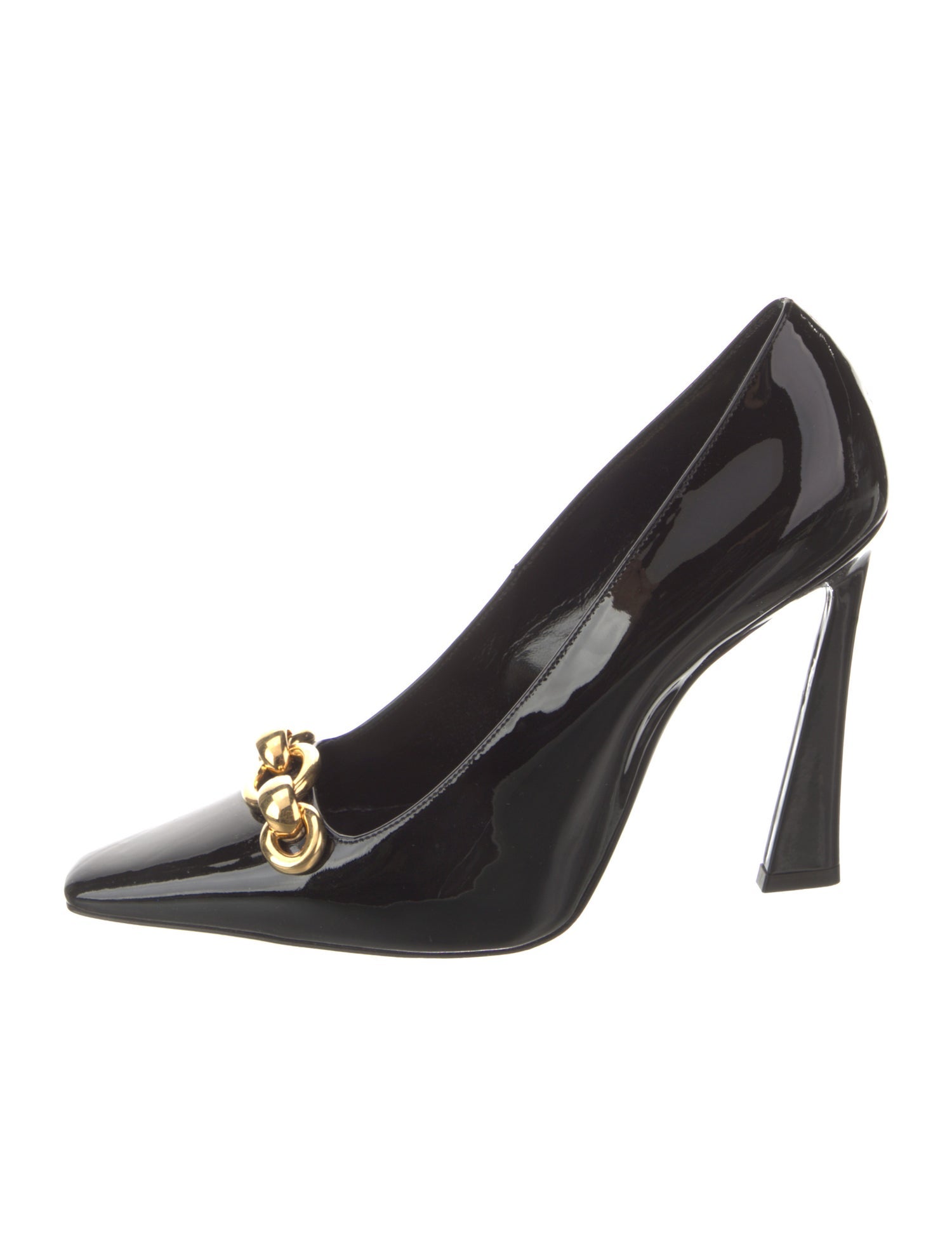 Saint Laurent Patent Leather Chain-Link Accents Pumps