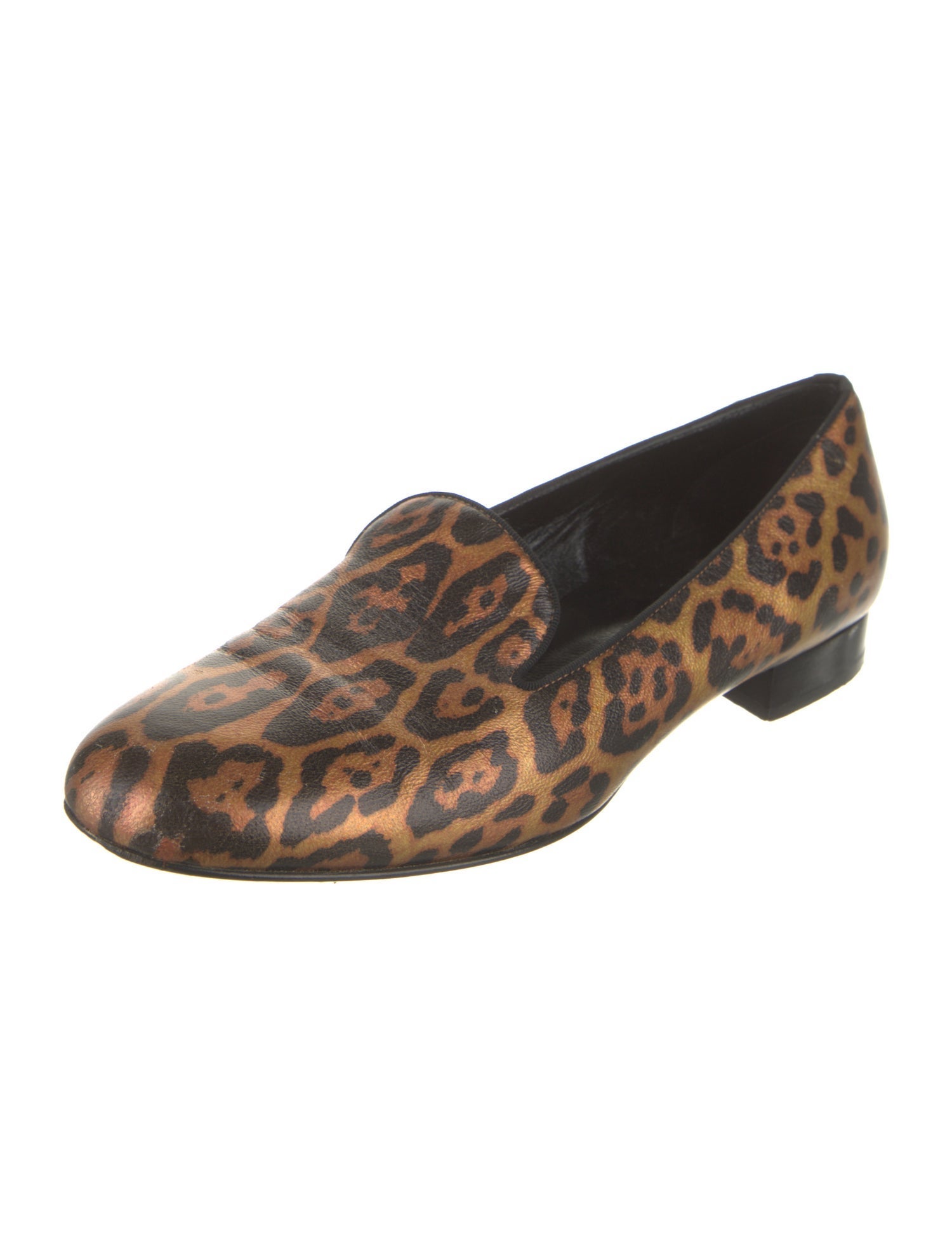 Saint Laurent Leather Animal Print Loafers