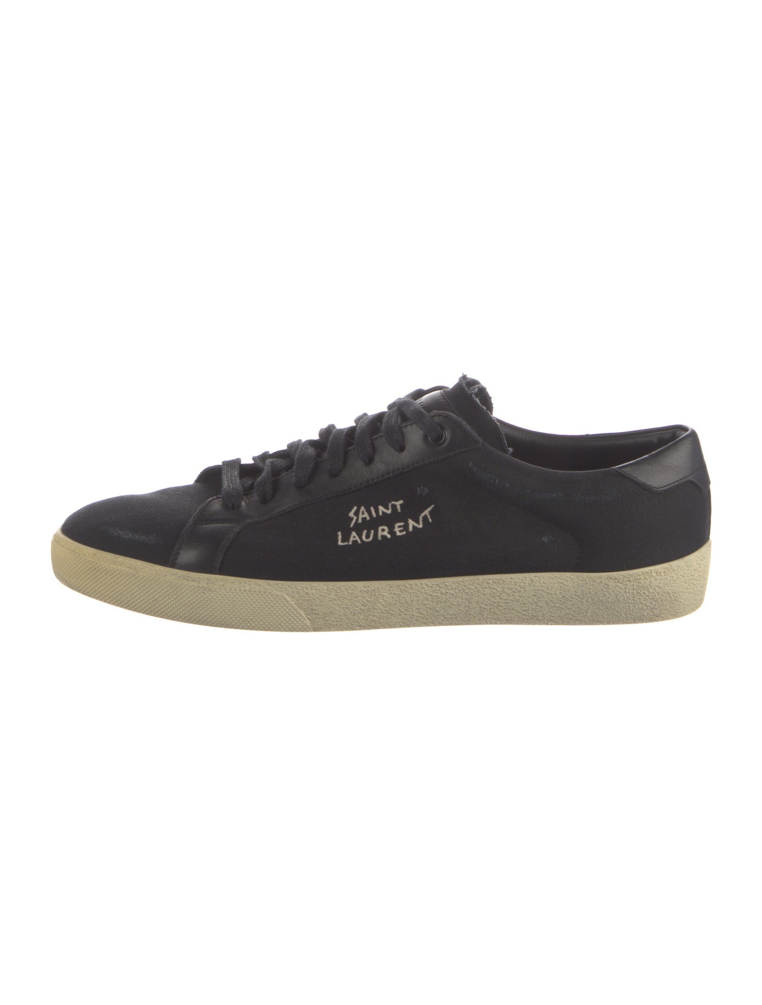 Saint Laurent Canvas Embroidered Accent Sneakers