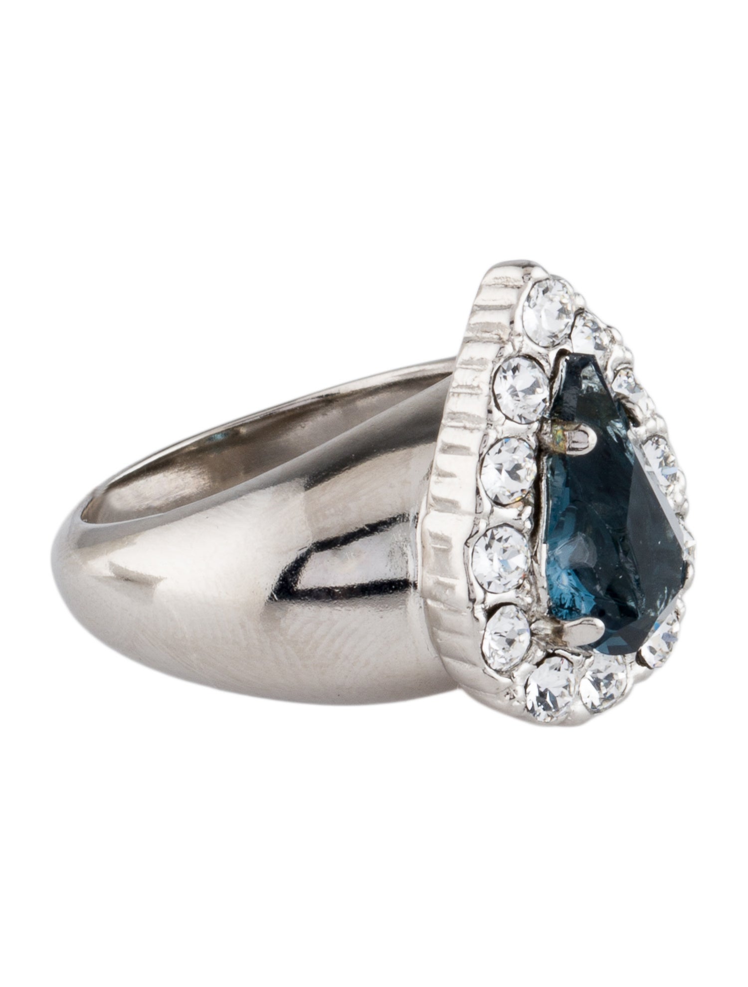 Saint Laurent Crystal Pear Princess Cut Cocktail Ring