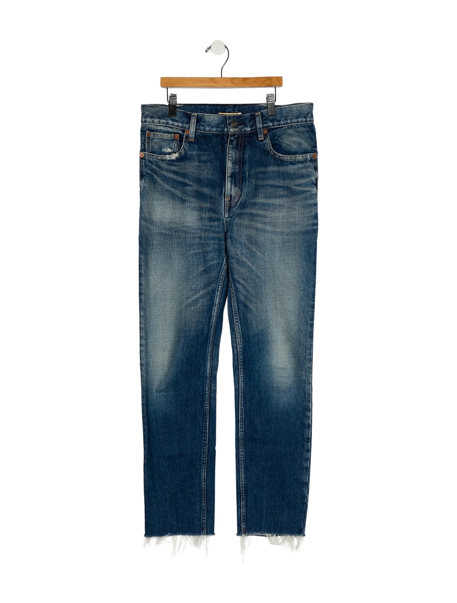 Saint Laurent High-Rise Straight Leg Jeans
