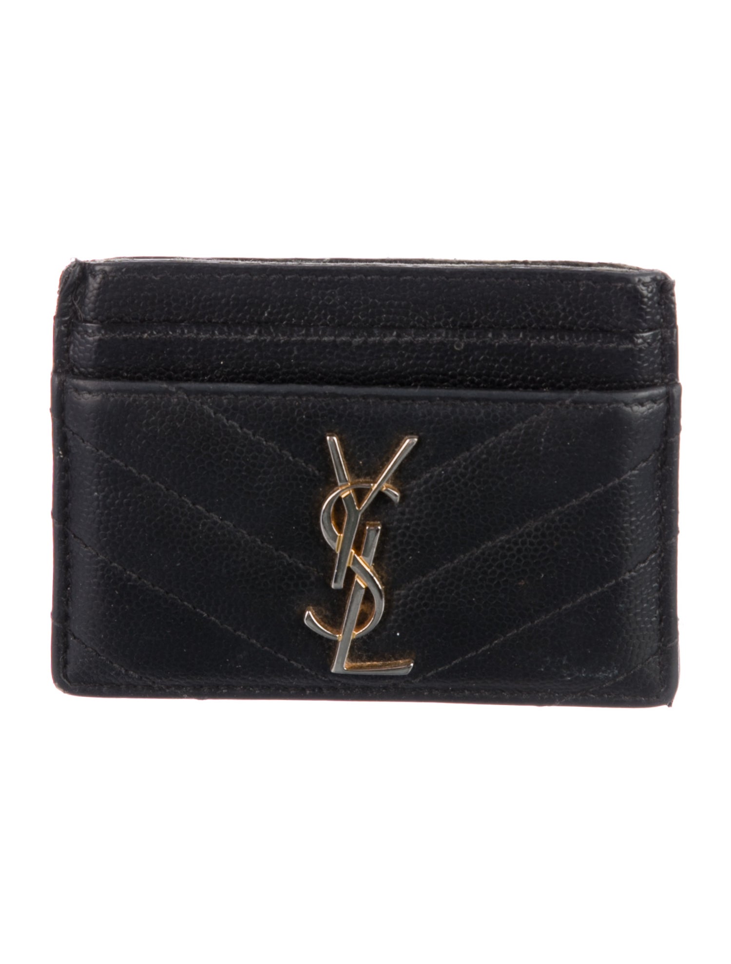 Saint Laurent Signature Logo Leather Card Holder