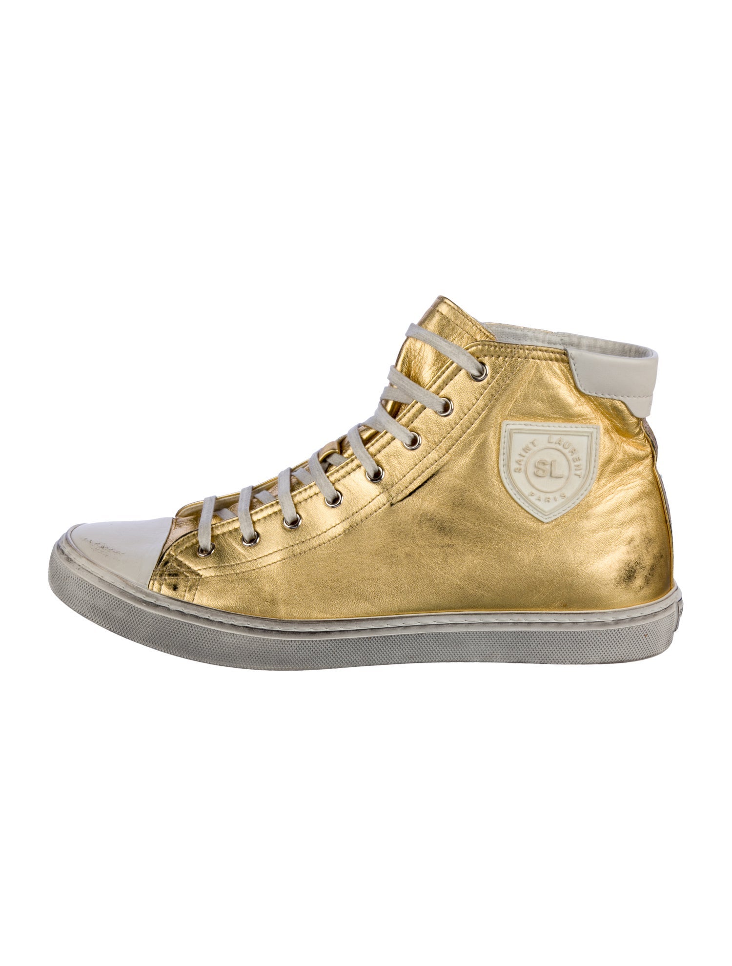 Saint Laurent Leather Colorblock Pattern Sneakers