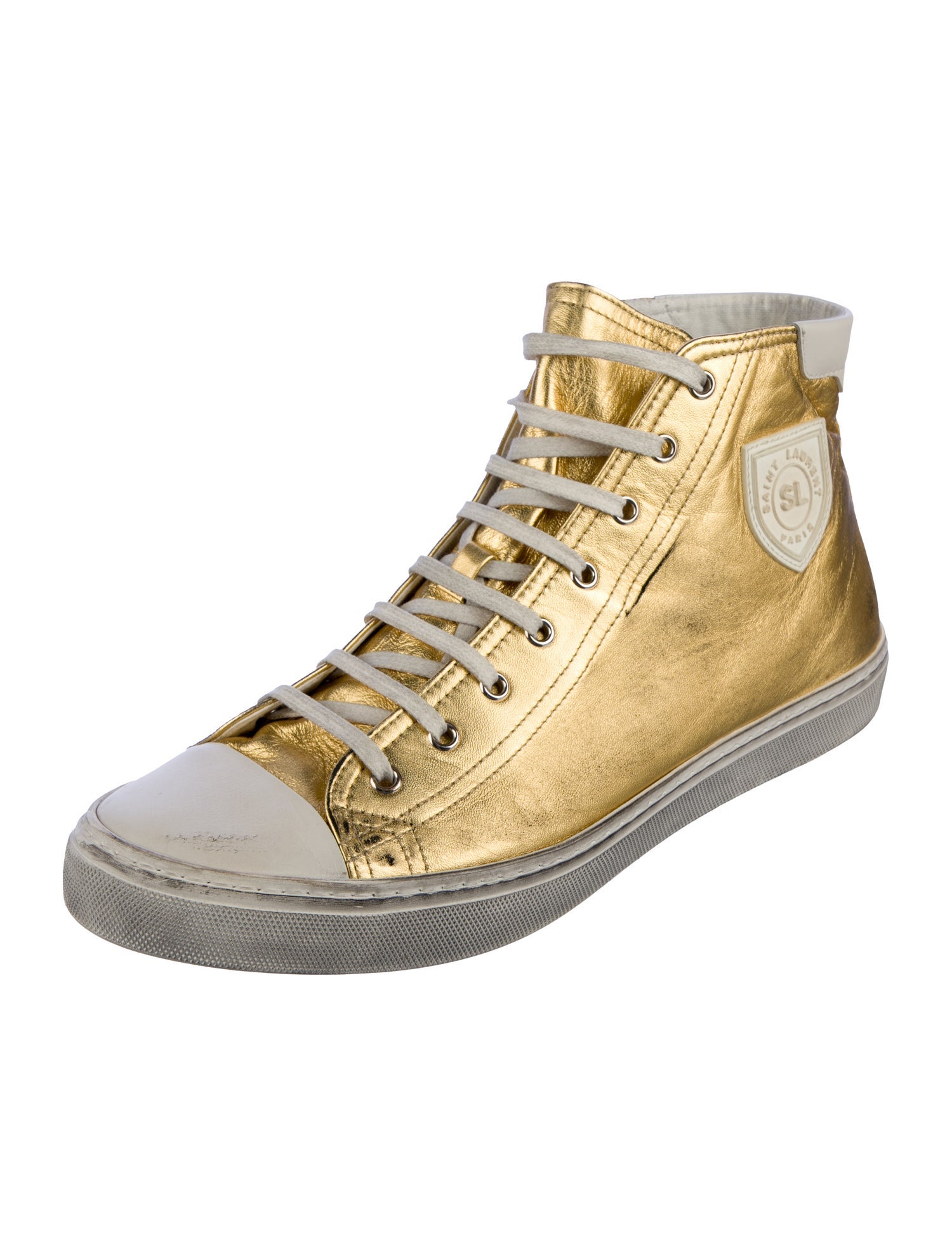 Saint Laurent Leather Colorblock Pattern Sneakers