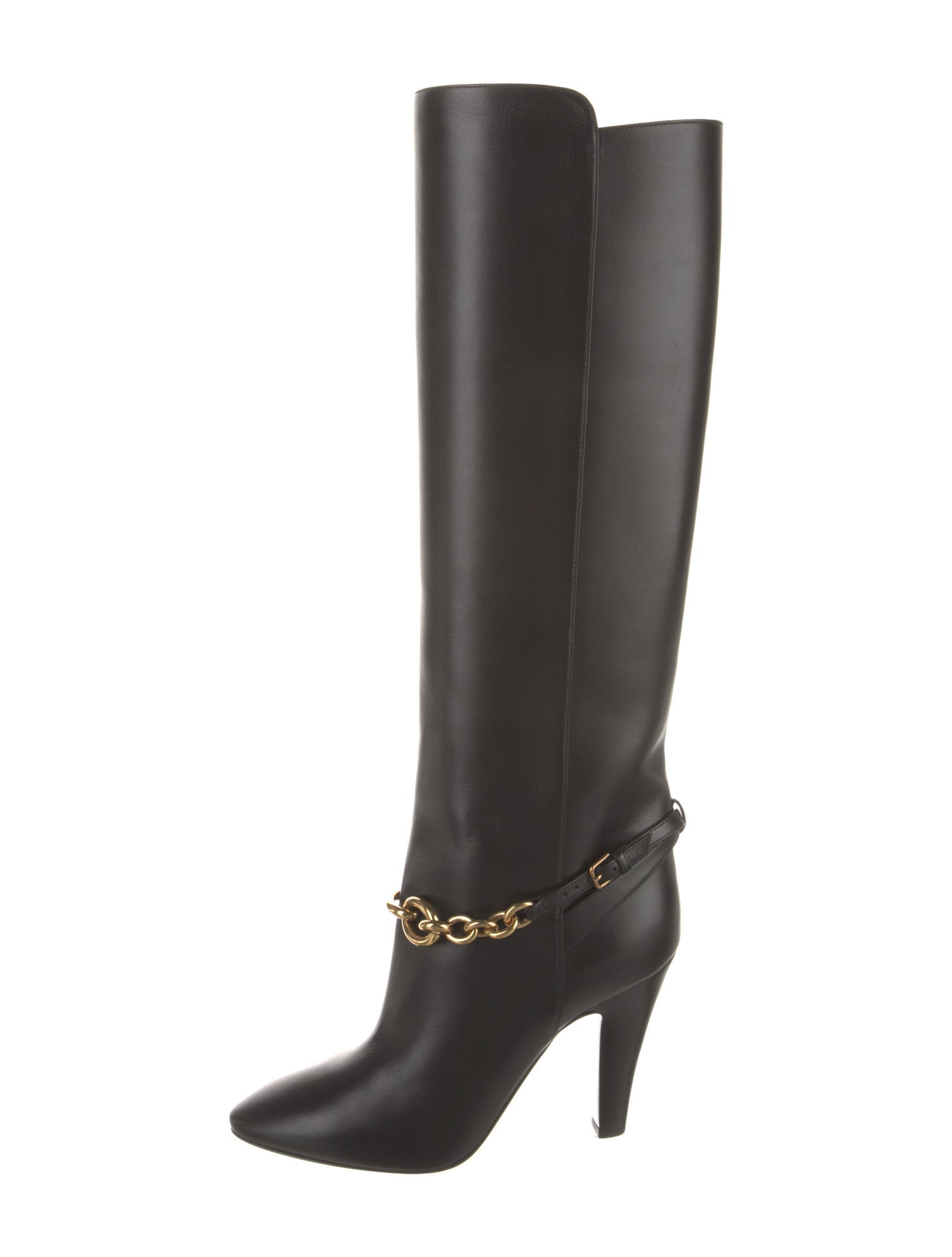 Saint Laurent Leather Chain-Link Accents Boots