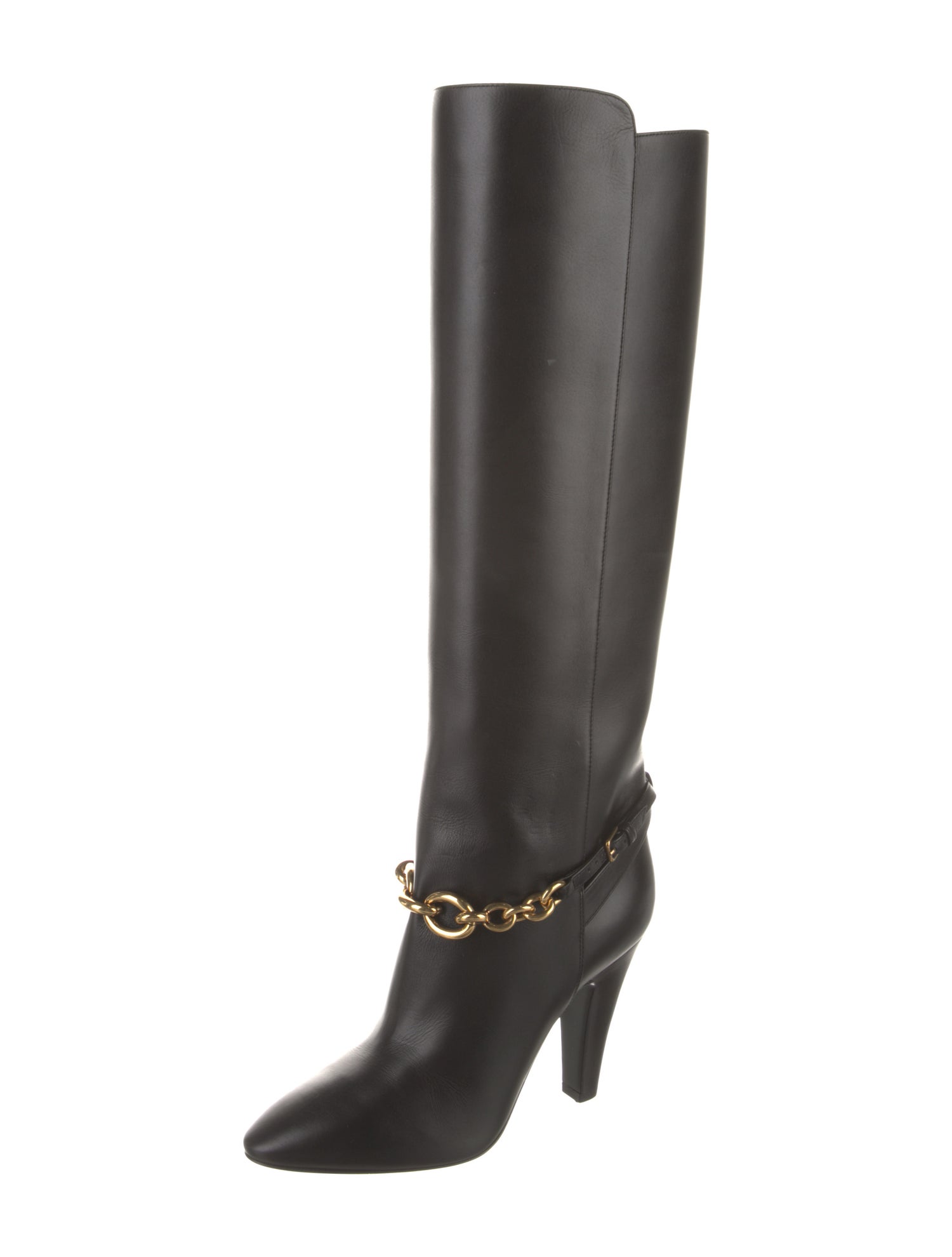 Saint Laurent Leather Chain-Link Accents Boots