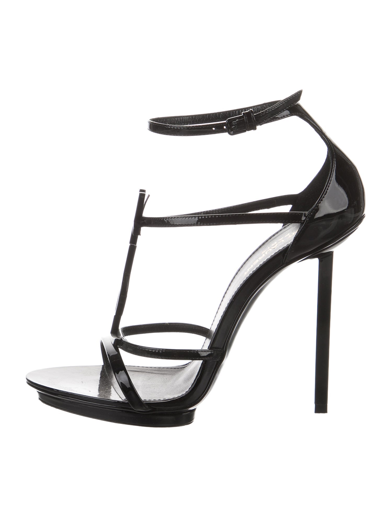 Saint Laurent Patent Leather T-Strap Sandals