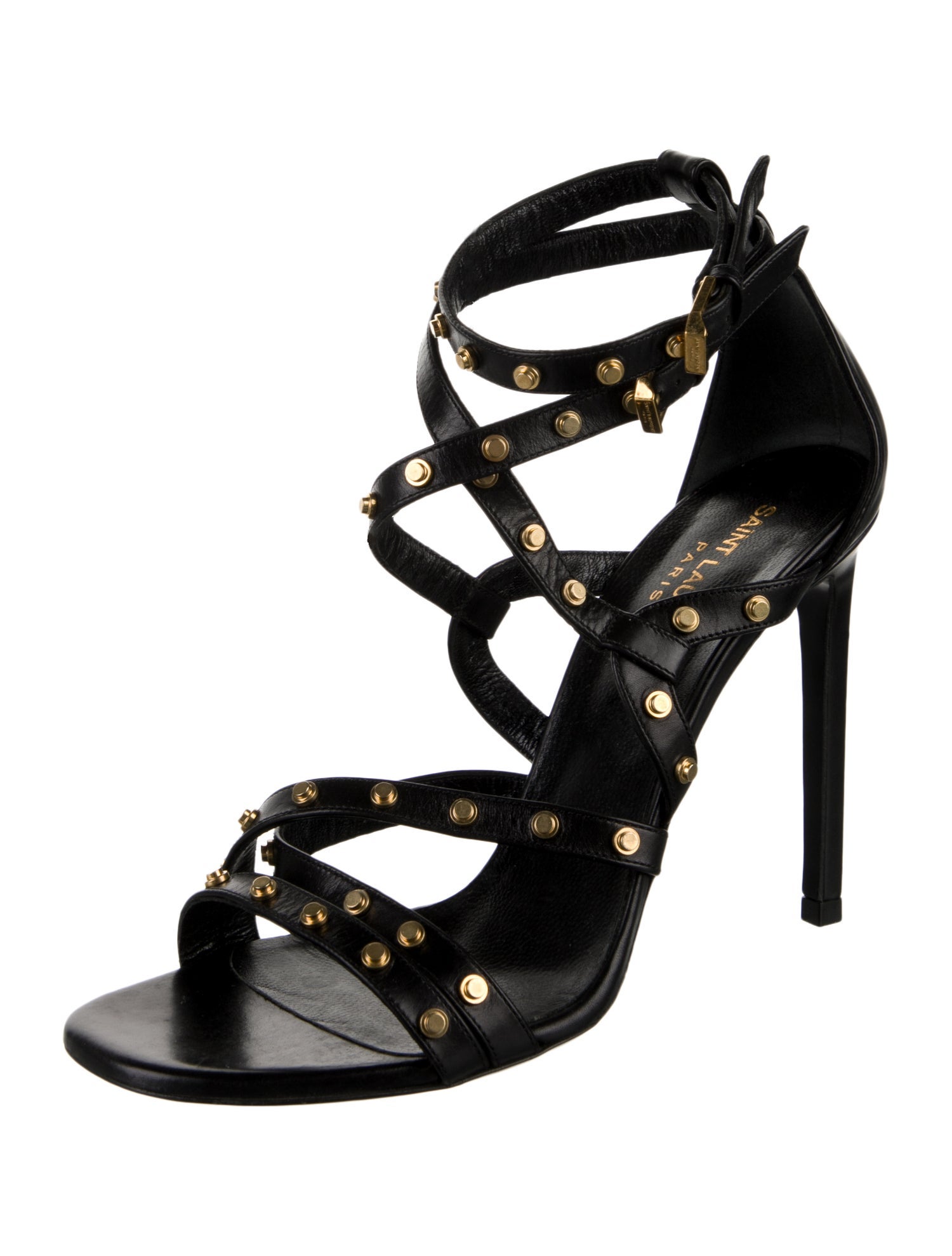 Saint Laurent Leather Studded Accents Sandals