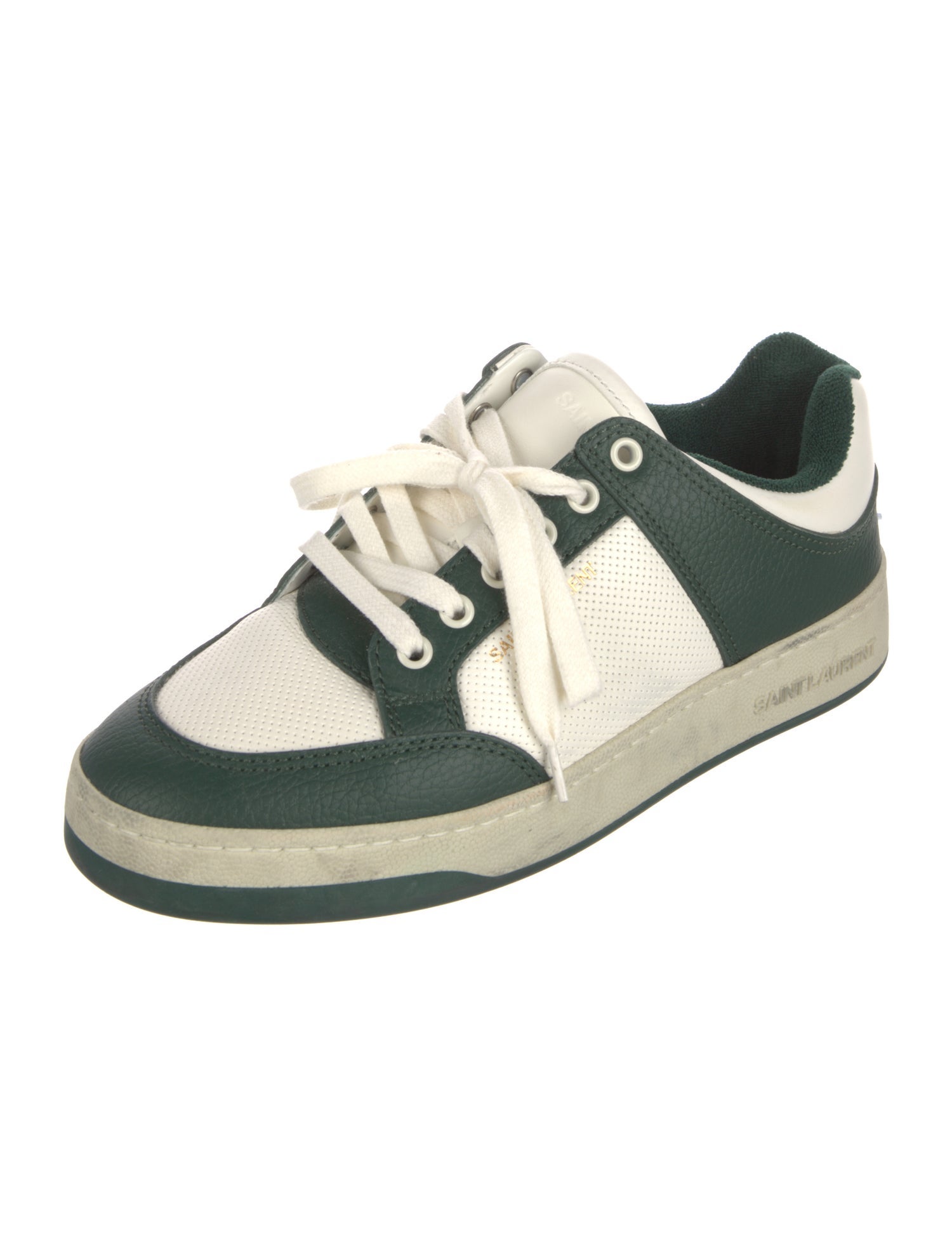 Saint Laurent Leather Colorblock Pattern Sneakers