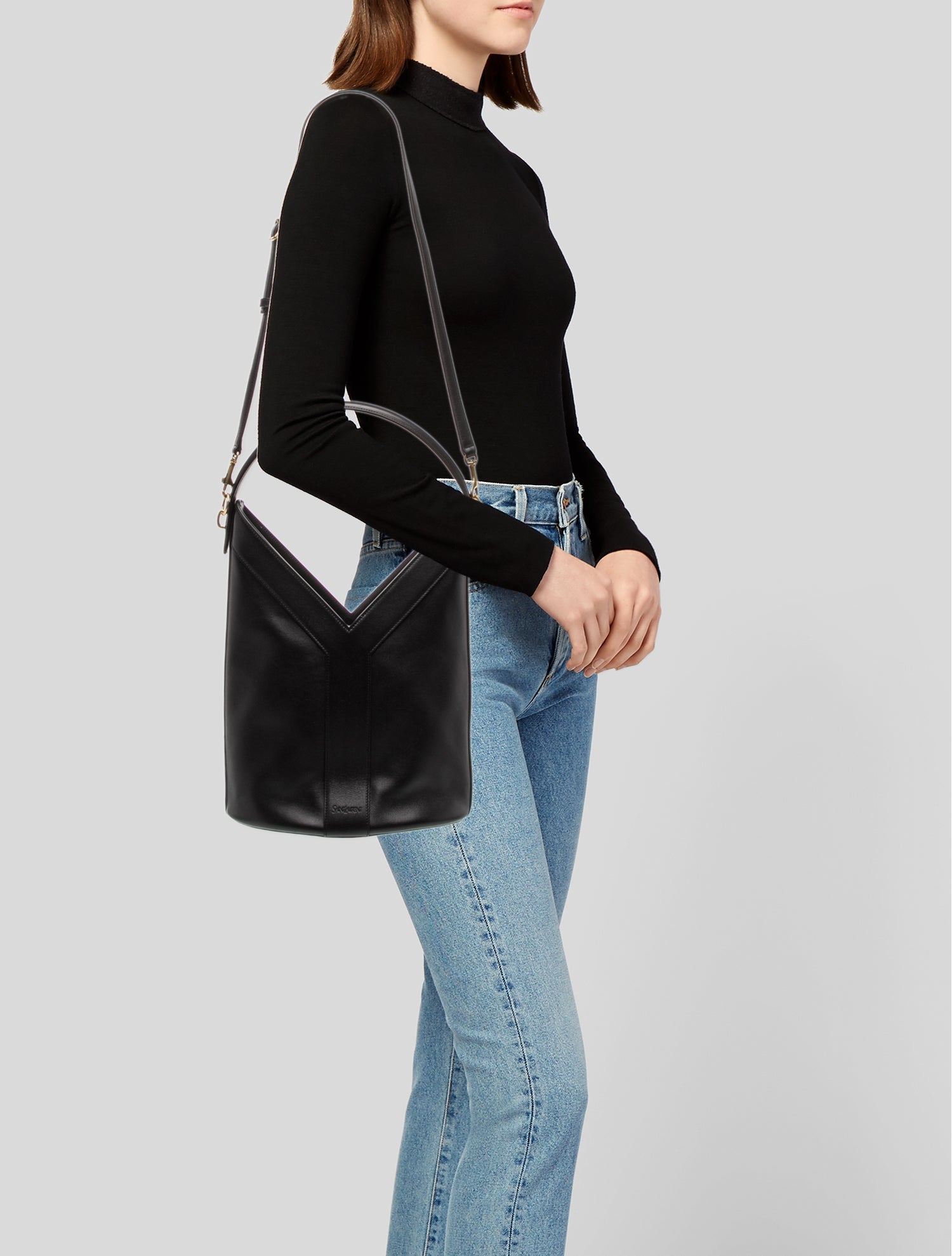 Saint Laurent Leather Bucket Bag 2025