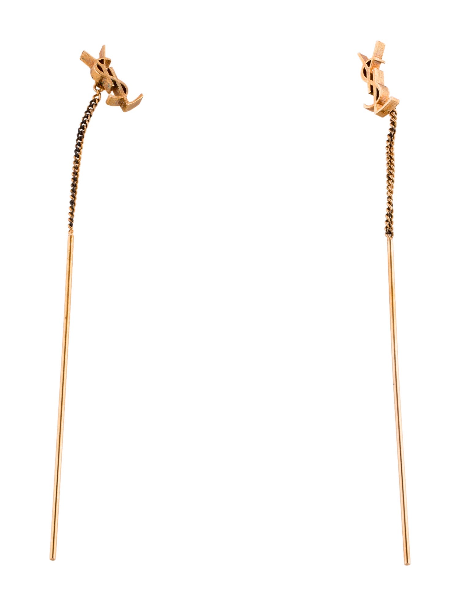 Saint Laurent 'Cassandre' Logo Threader Drop Earrings