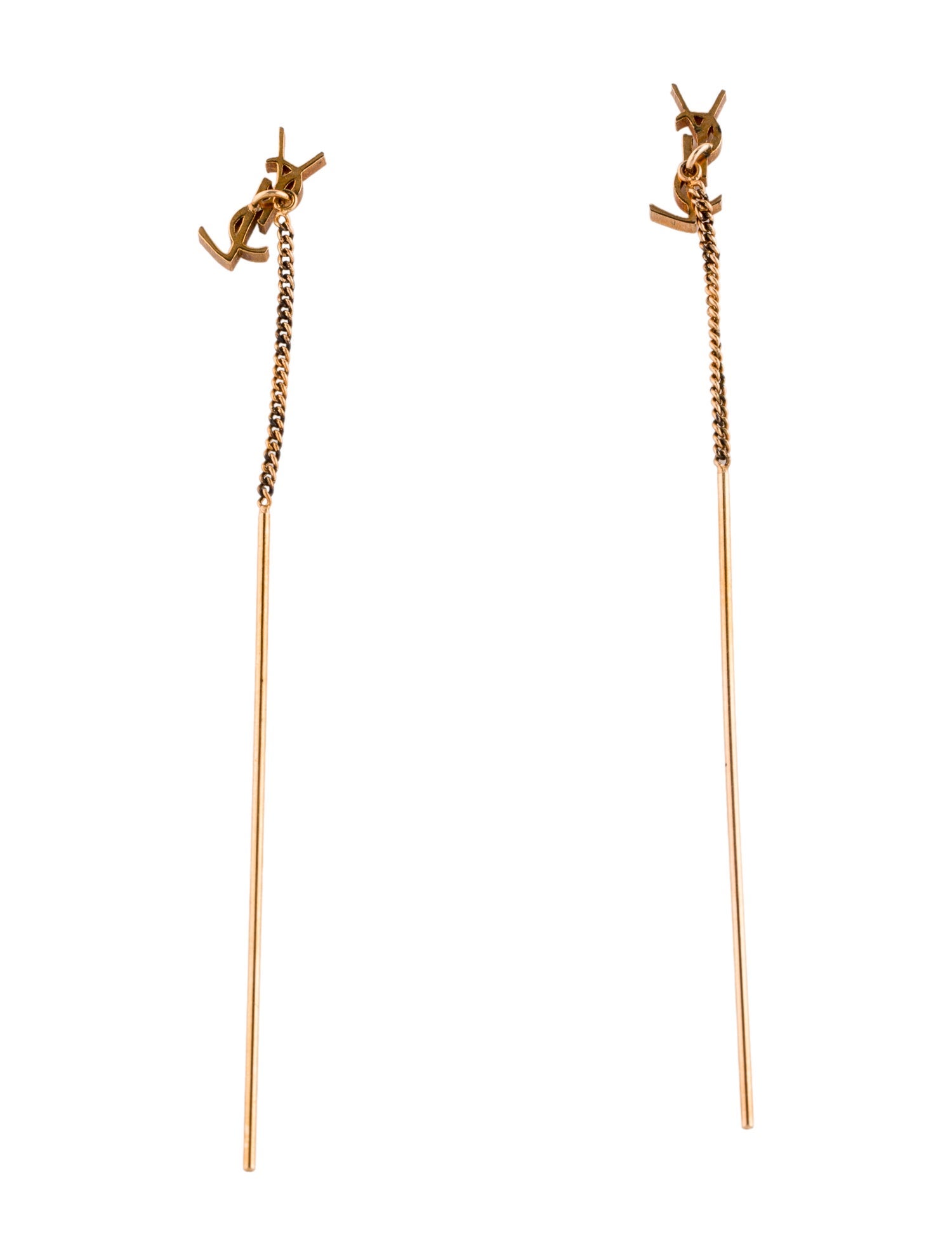 Saint Laurent 'Cassandre' Logo Threader Drop Earrings