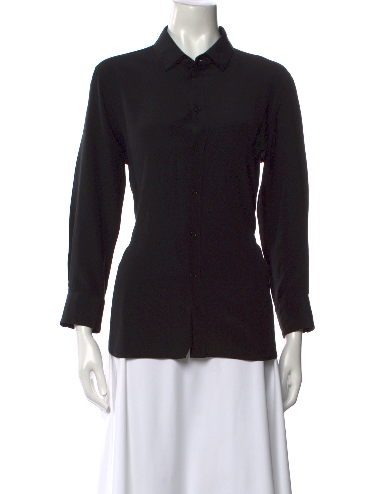 Saint Laurent Silk Three-Quarter Sleeve Button-Up Top