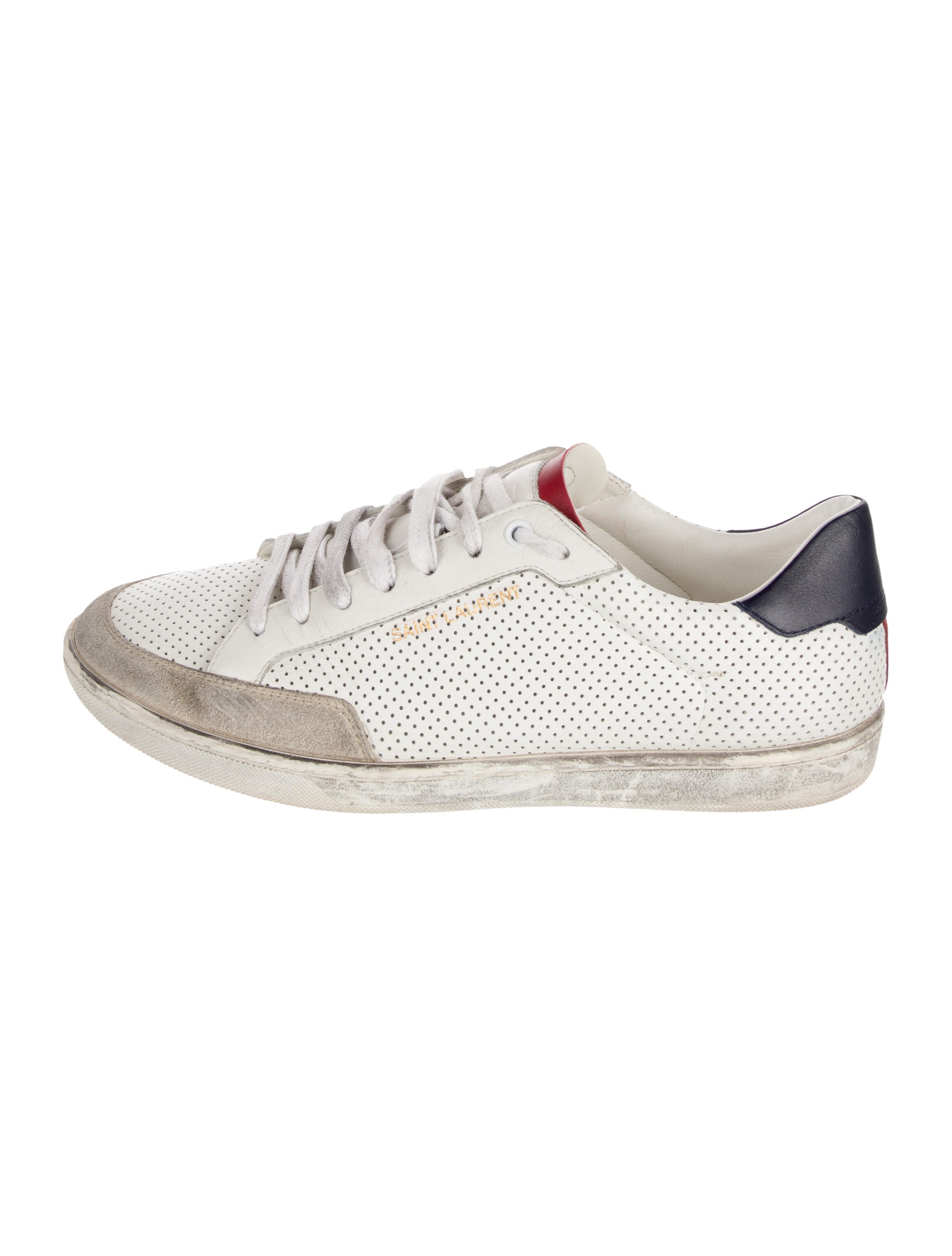 Saint Laurent Leather Colorblock Pattern Sneakers