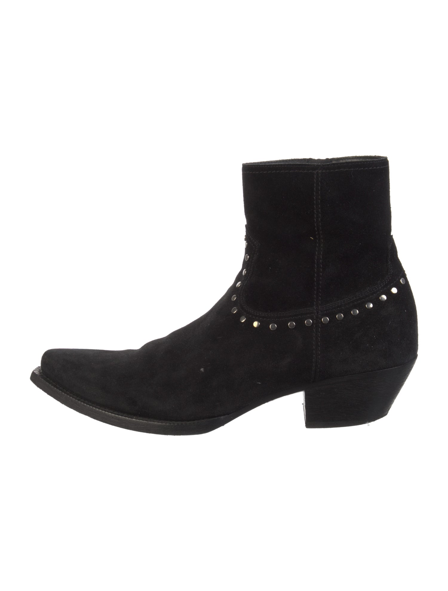 Saint Laurent Suede Studded Accents Boots