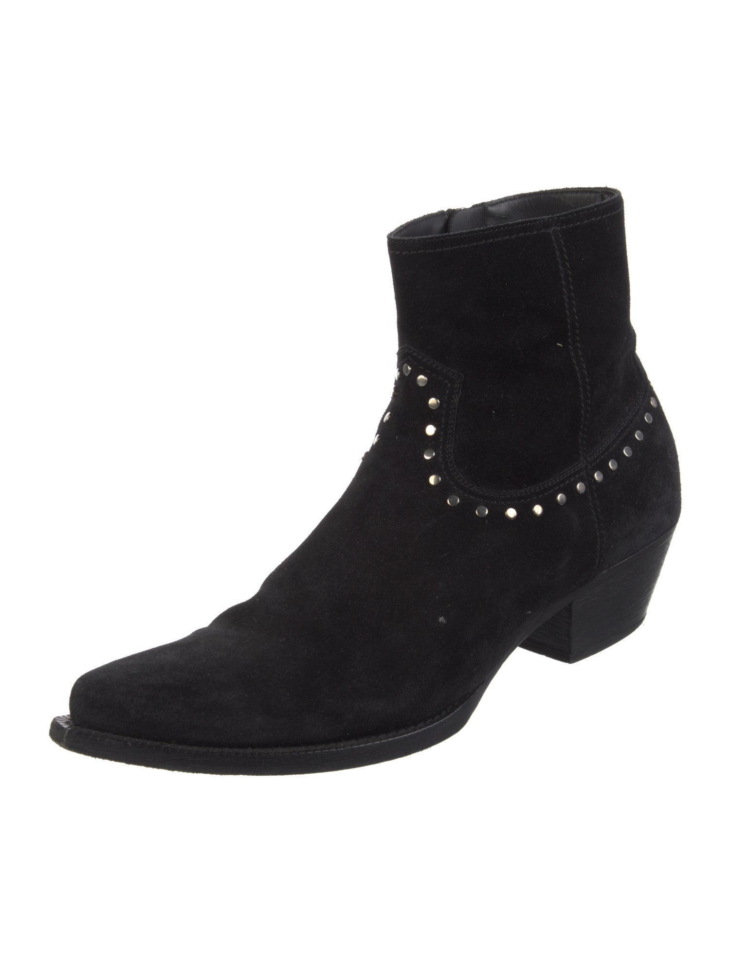 Saint Laurent Suede Studded Accents Boots