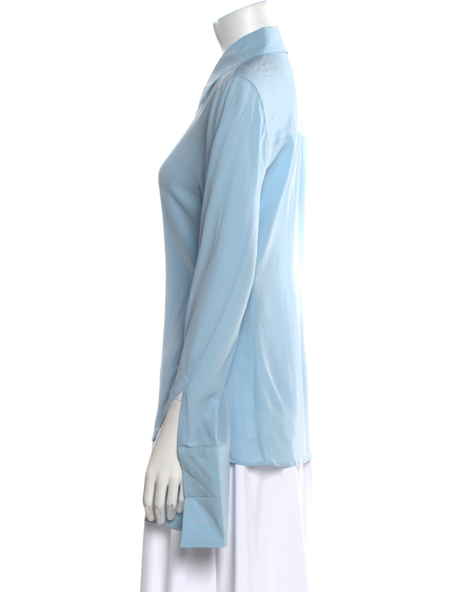 Saint Laurent Silk Long Sleeve Button-Up Top